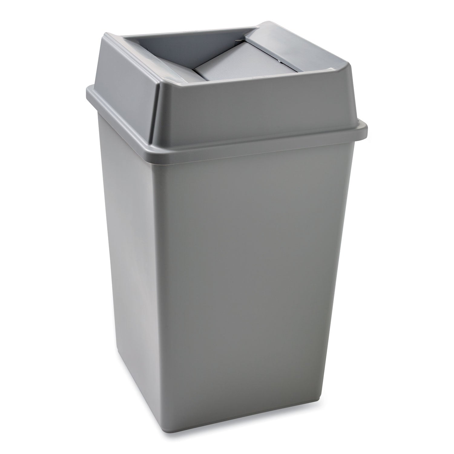 Rubbermaid® Commercial Untouchable Square Waste Receptacle, 35 gal, Plastic, Gray