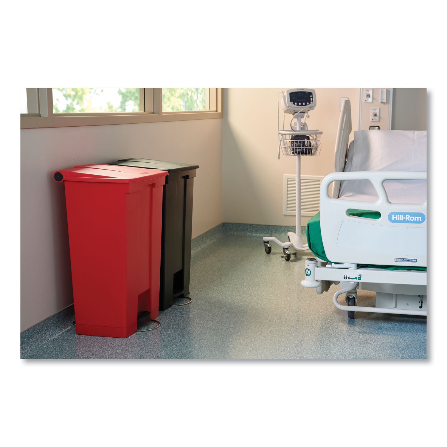 Rubbermaid® Commercial Indoor Utility Step-On Waste Container, 18 gal, Plastic, Red
