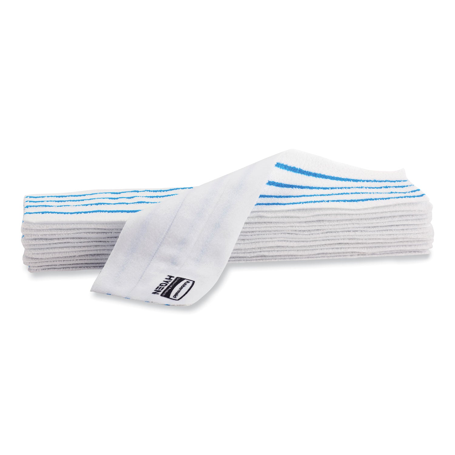 Rubbermaid® Commercial HYGEN™ Disposable Microfiber Pad, 4.75 x 19, White/Blue Stripes, 50/Pack, 3 Packs/Carton