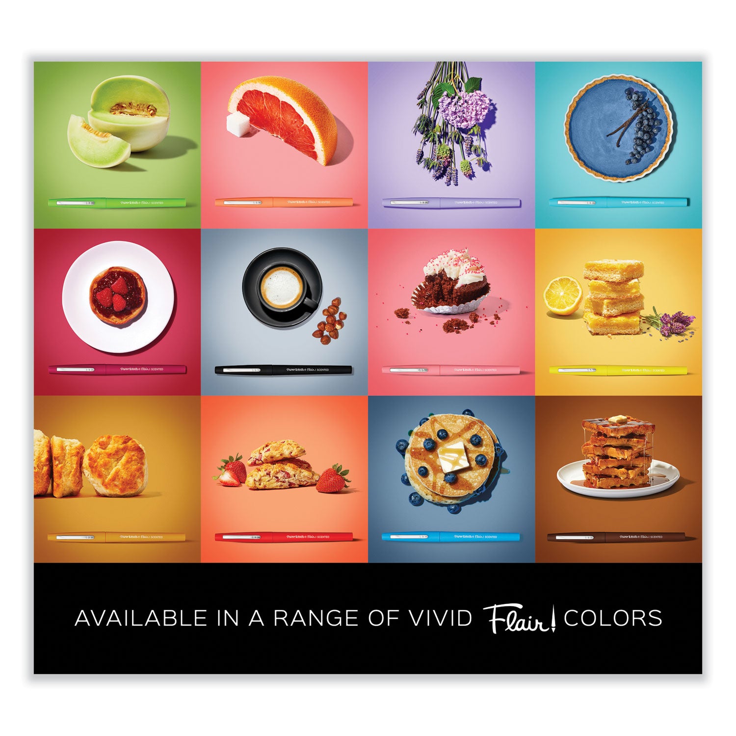 Paper Mate® Flair Scented Felt Tip Porous Point Pen, Stick, Medium 0.7 mm, Sunday Brunch Scents, Assorted Ink and Barrel Colors, 12/Pack