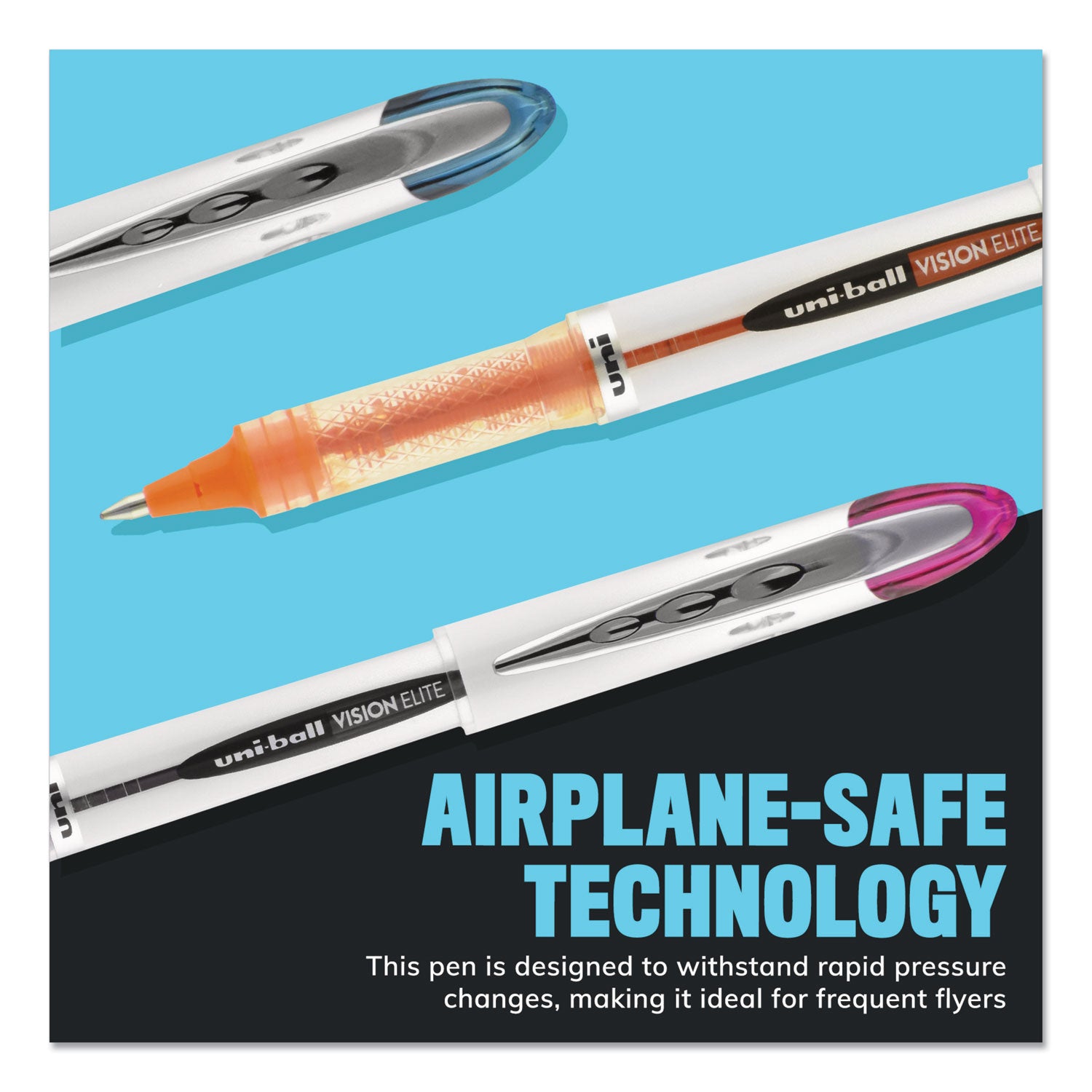 uniball® VISION ELITE Hybrid Gel Pen, Stick, Extra-Fine 0.5 mm, Black Ink, Black/Clear Barrel