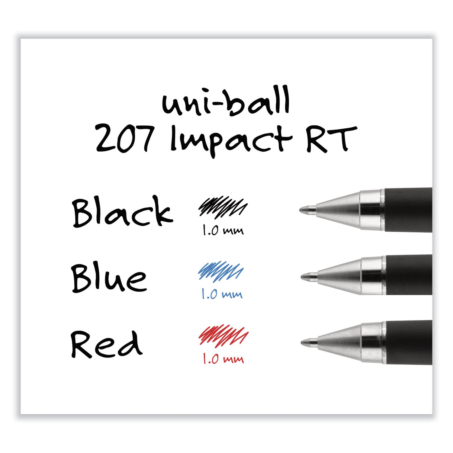 uniball® 207 Impact Gel Pen, Retractable, Bold 1 Mm, Black Ink, Black Barrel
