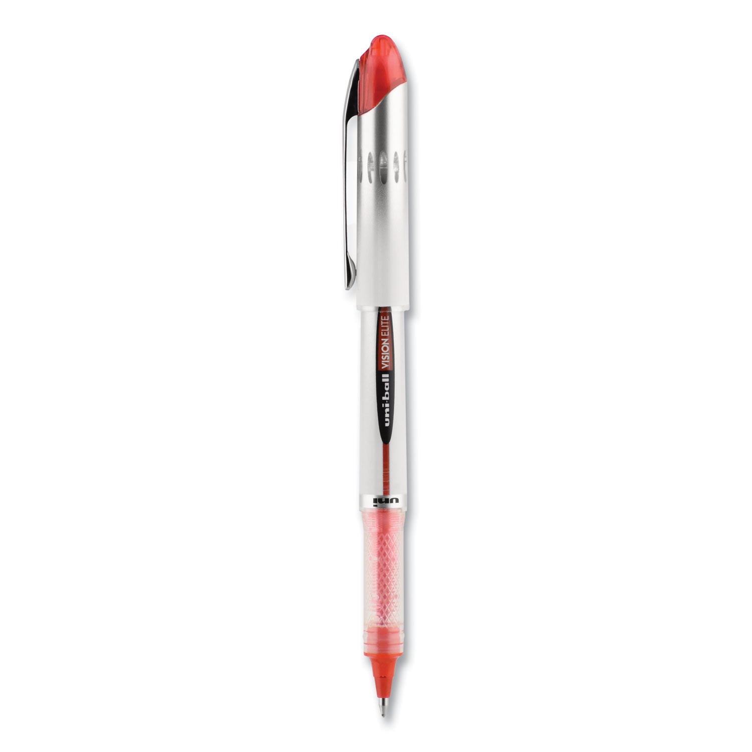 uniball® VISION ELITE Hybrid Gel Pen, Stick, Bold 0.8 mm, Red Ink, White/Red/Clear Barrel