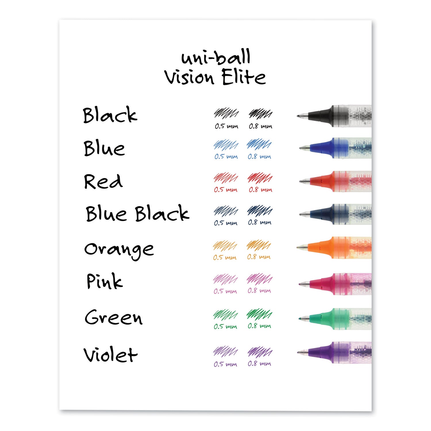 uniball® VISION ELITE Hybrid Gel Pen, Stick, Bold 0.8 mm, Red Ink, White/Red/Clear Barrel