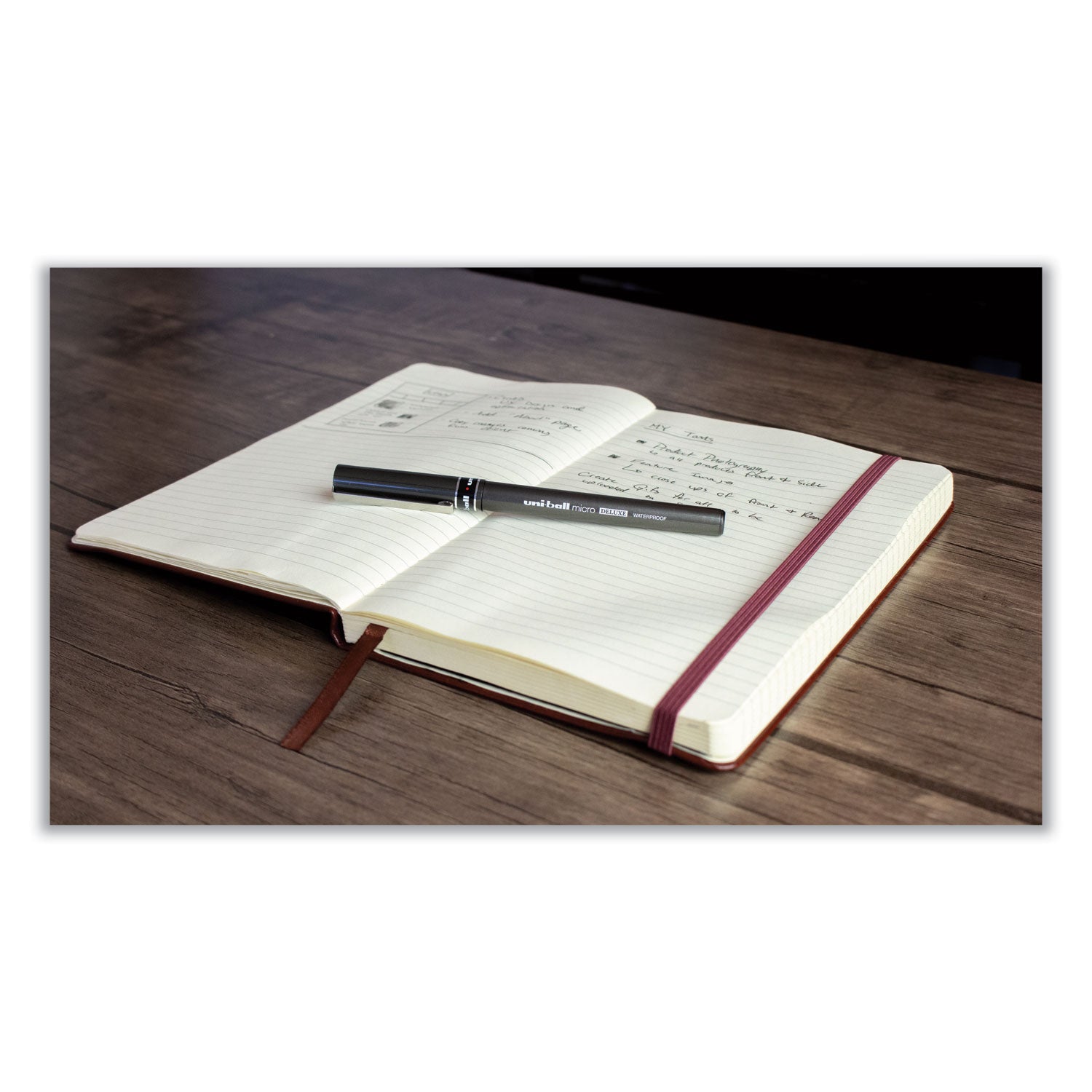 uniball® Deluxe Rollerball Pen, Stick, Fine 0.7 mm, Black Ink, Champagne/Black Barrel, Dozen