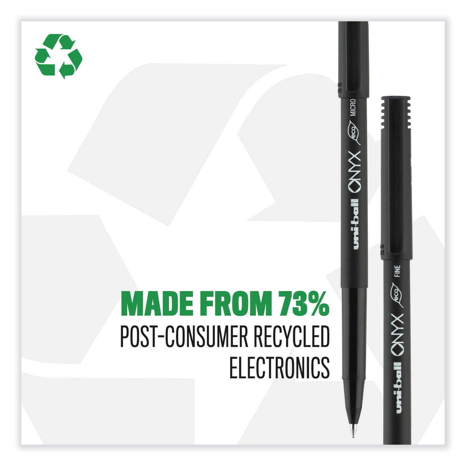 uniball® ONYX Rollerball Pen, Stick, Fine 0.7 mm, Black Ink, Black Barrel, Dozen