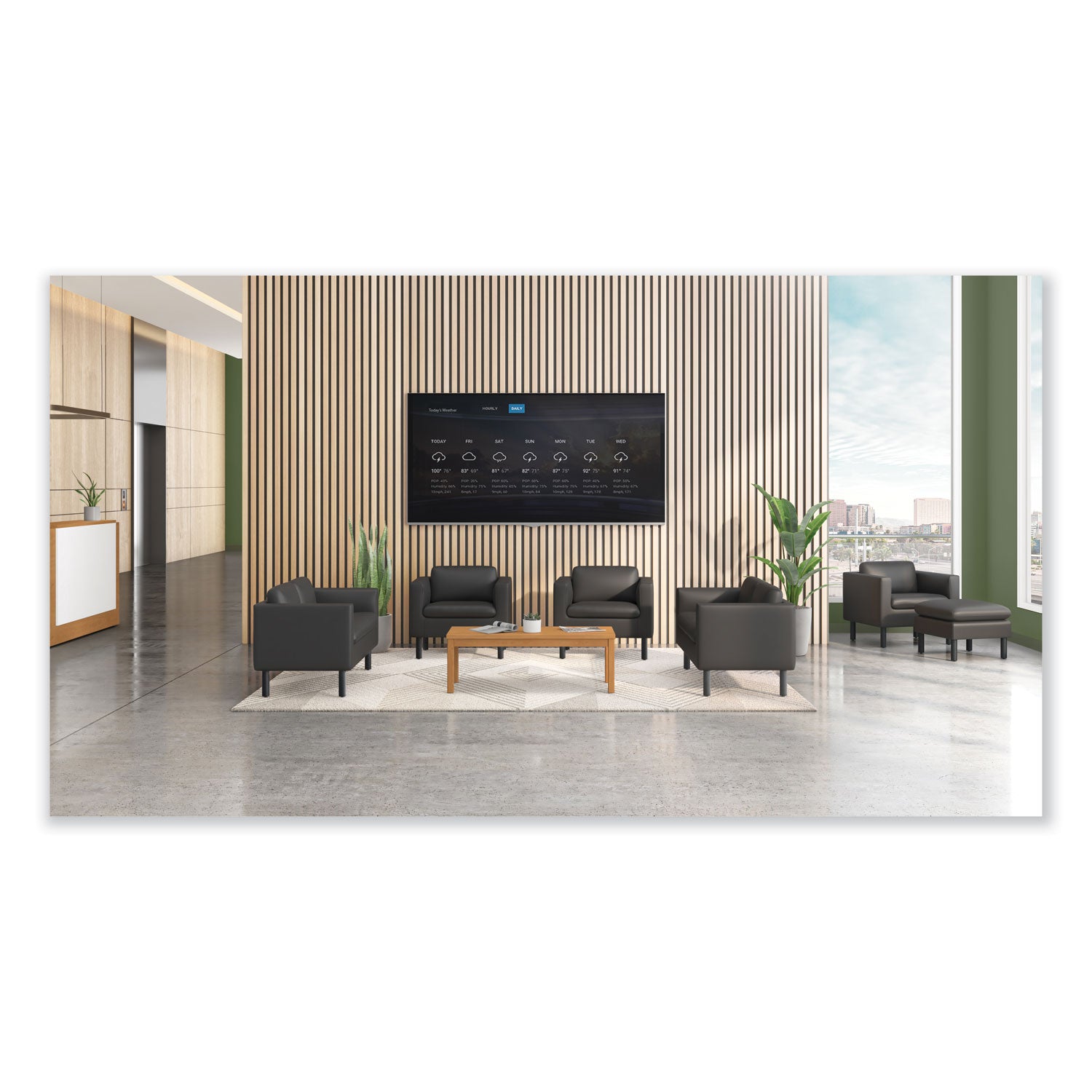 HON® Parkwyn Series Ottoman, 23" x 23" x 17.5", Black