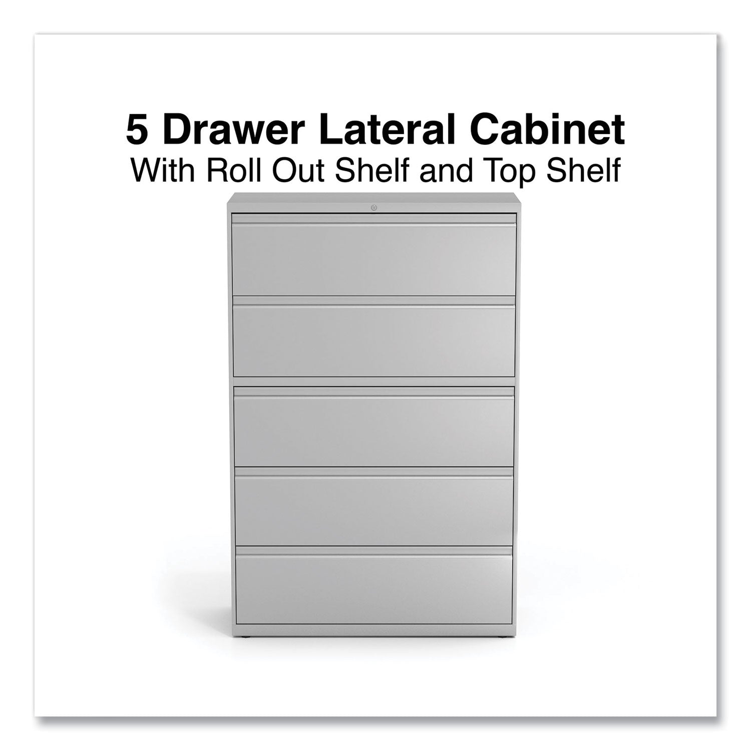 Alera® Lateral File, 5 Legal/Letter/A4/A5-Size File Drawers, 1 Roll-Out Posting Shelf, Light Gray, 42" x 18.63" x 67.63"