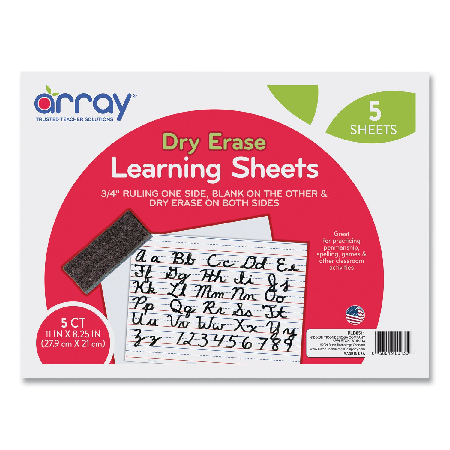 Pacon® GoWrite! Dry Erase Learning Boards, 8.25" x 11", White Surface, 5/Pack