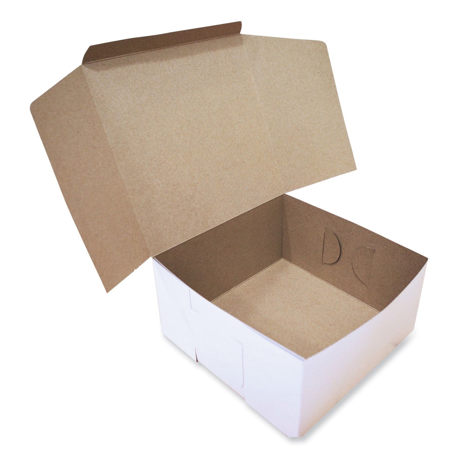 SCT® White One-Piece Non-Window Bakery Boxes, Standard, 10 x 10 x 5, White/Brown, Paper, 100/Bundle