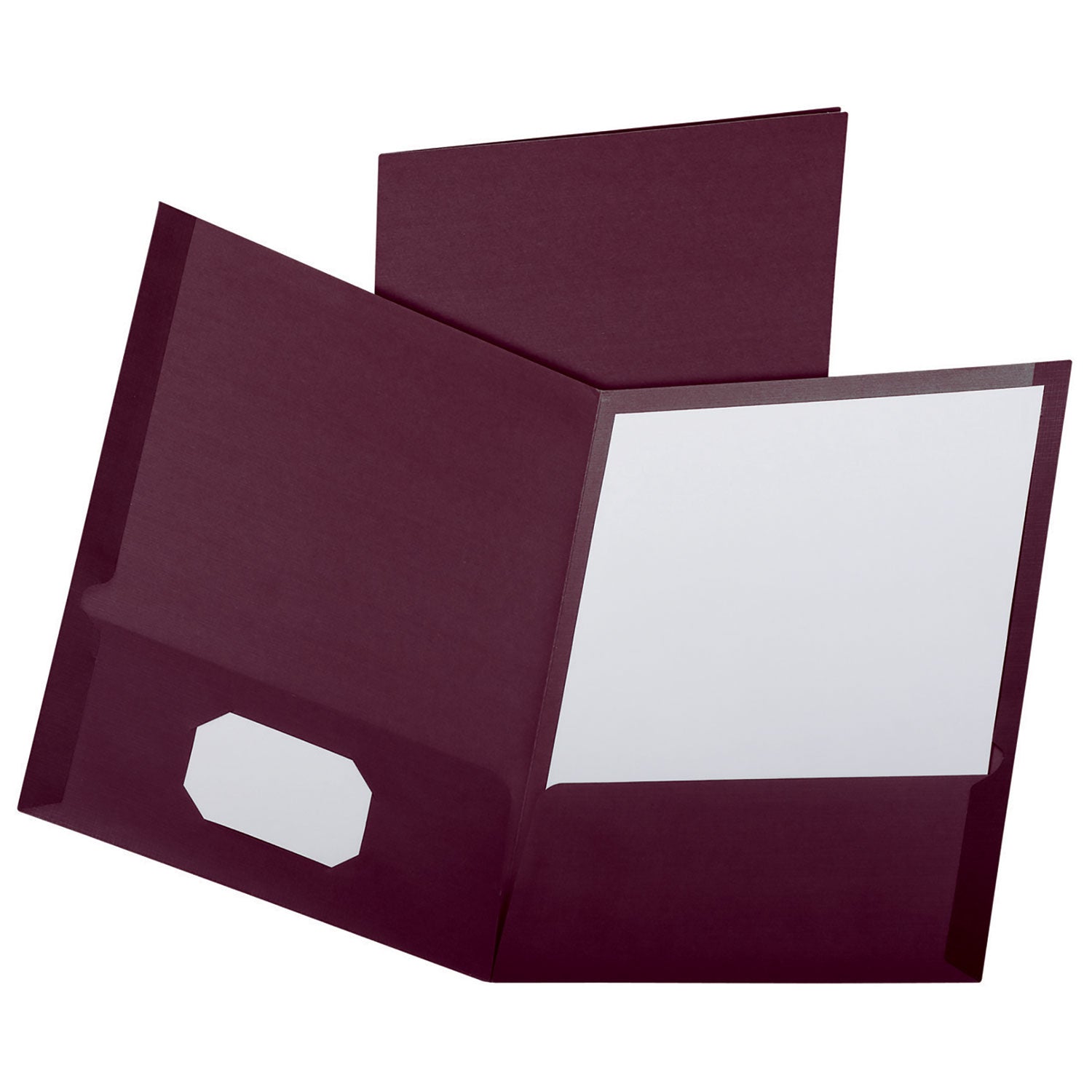 Oxford™ Linen Finish Twin Pocket Folders, 100-Sheet Capacity, 11 X 8.5, Burgundy, 25/box