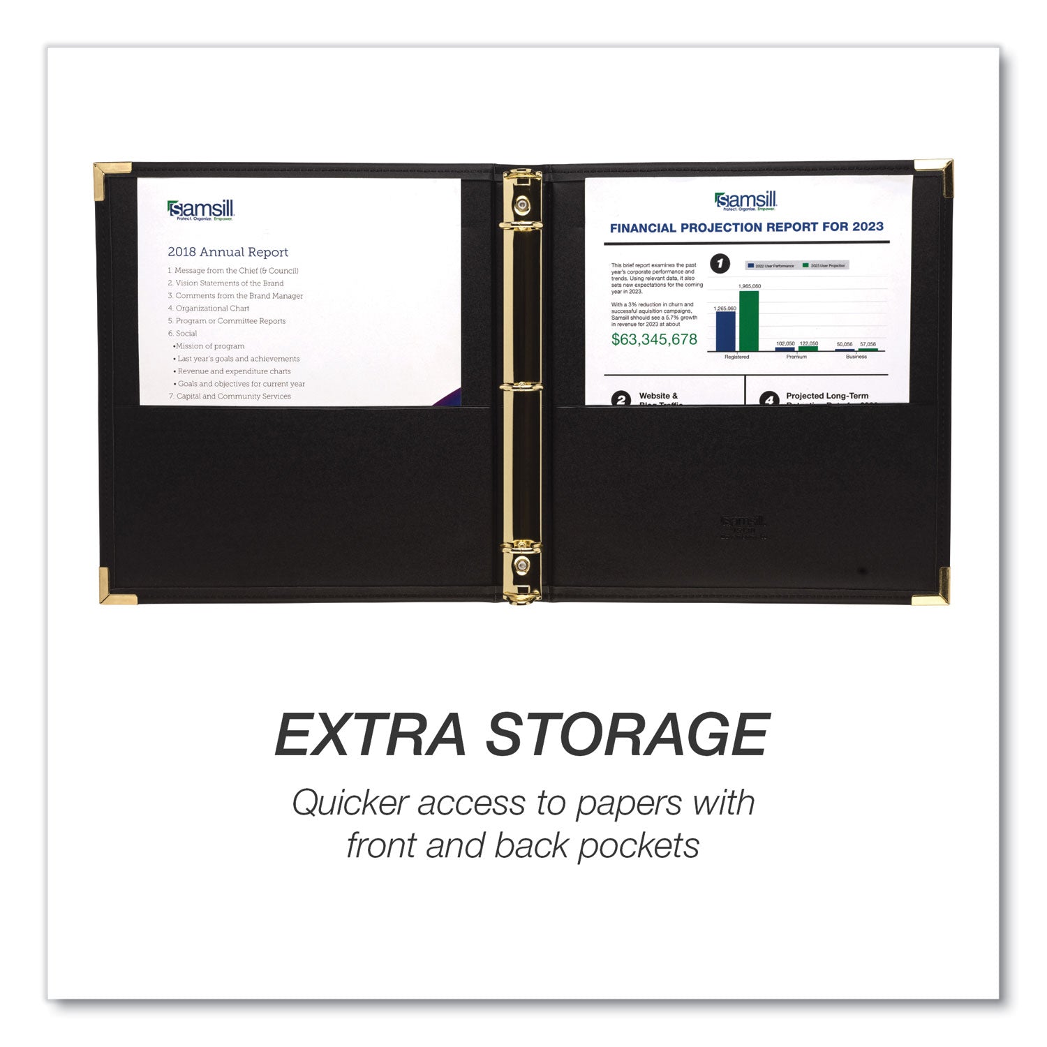 Samsill® Classic Collection Ring Binder, 3 Rings, 1" Capacity, 11 X 8.5, Black