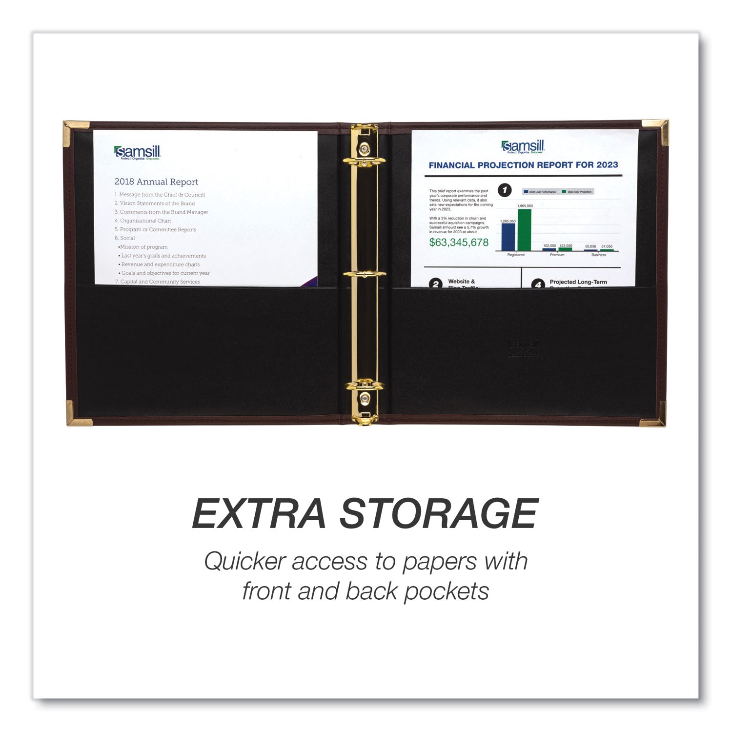 Samsill® Classic Collection Ring Binder, 3 Rings, 1.5" Capacity, 11 X 8.5, Burgundy