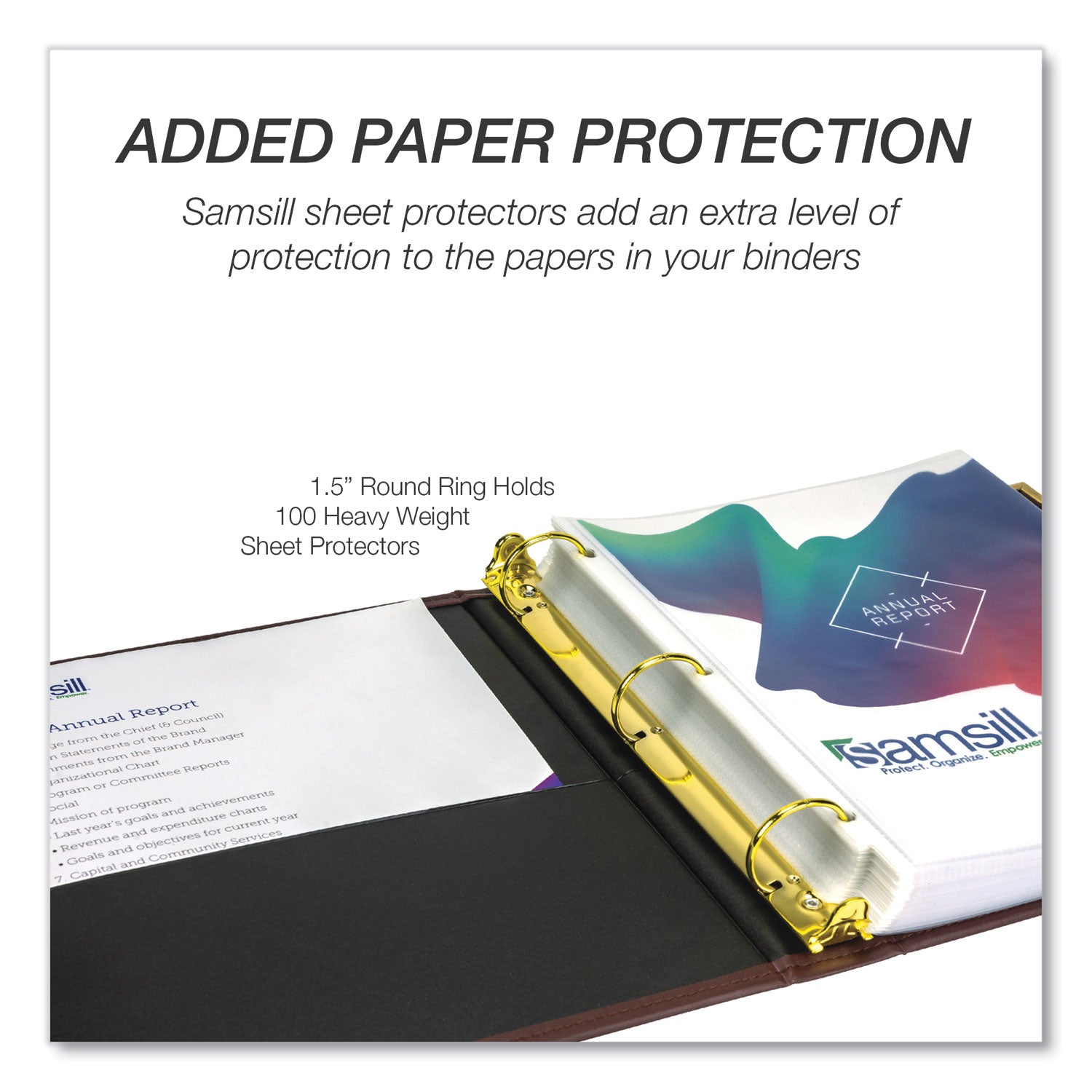 Samsill® Classic Collection Ring Binder, 3 Rings, 1.5" Capacity, 11 X 8.5, Burgundy