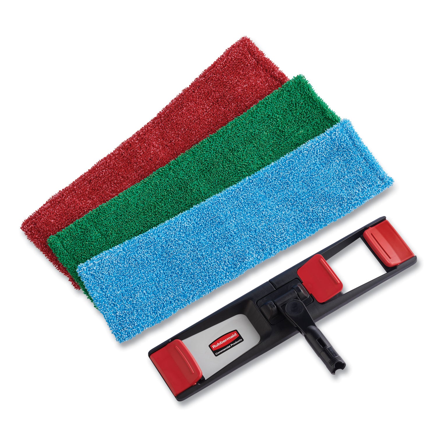 Rubbermaid® Commercial Adaptable Flat Mop Pads, Microfiber, 19.5 X 5.5, Blue