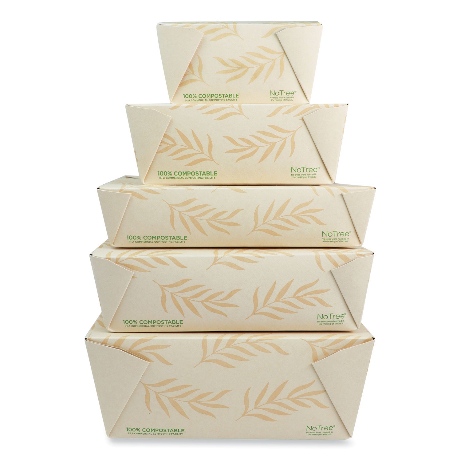 World Centric® No Tree Folded Takeout Containers, 65 oz, 6.25 x 8.7 x 2.5, Natural, Sugarcane, 200/Carton