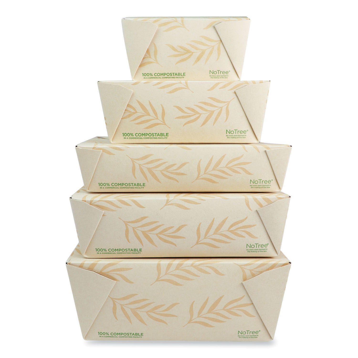 World Centric® No Tree Folded Takeout Containers, 46 oz, 5.5 x 6.9 x 2.5, Natural, Sugarcane, 300/Carton