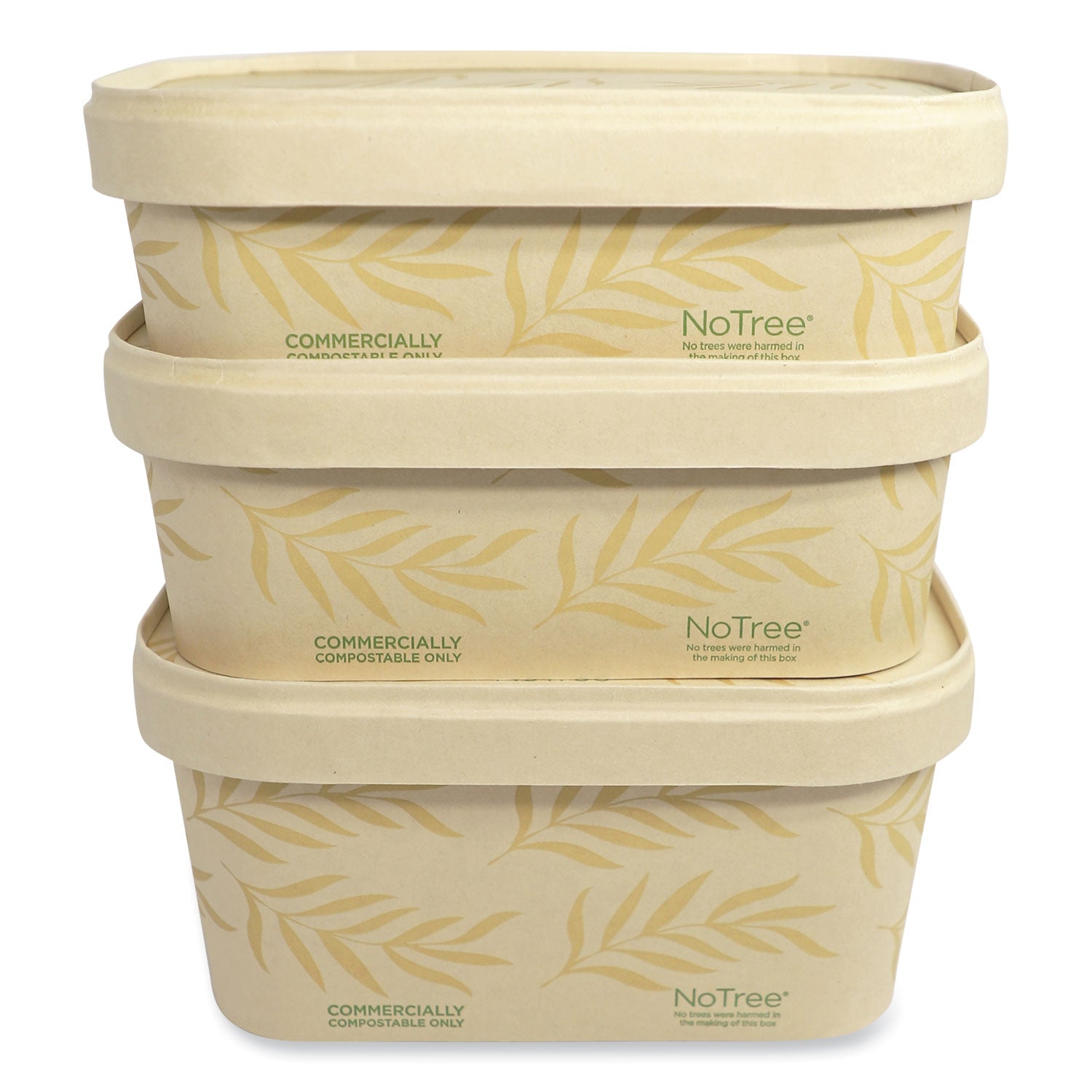 World Centric® No Tree Rectangular Containers, 16 oz, 4.7 x 6.8 x 1.6, Natural, Sugarcane, 300/Carton