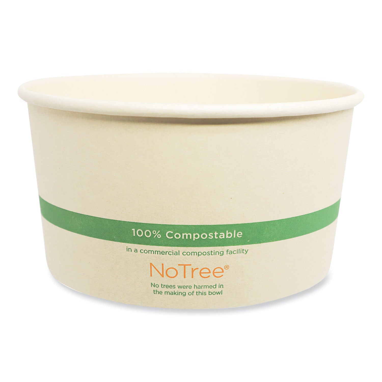 No Tree Wide Paper Bowls, 32 oz, 5.9" Diameter x 3.1"h, Natural, Sugarcane, 300/Carton