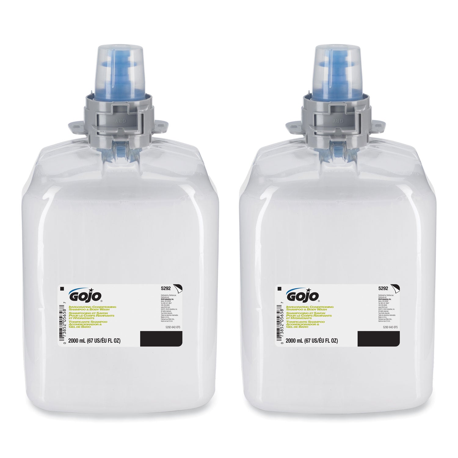 GOJO® Invigorating 3-in-1 Shampoo and Body Wash, Botanical Scent, 2,000 mL, 2/Carton