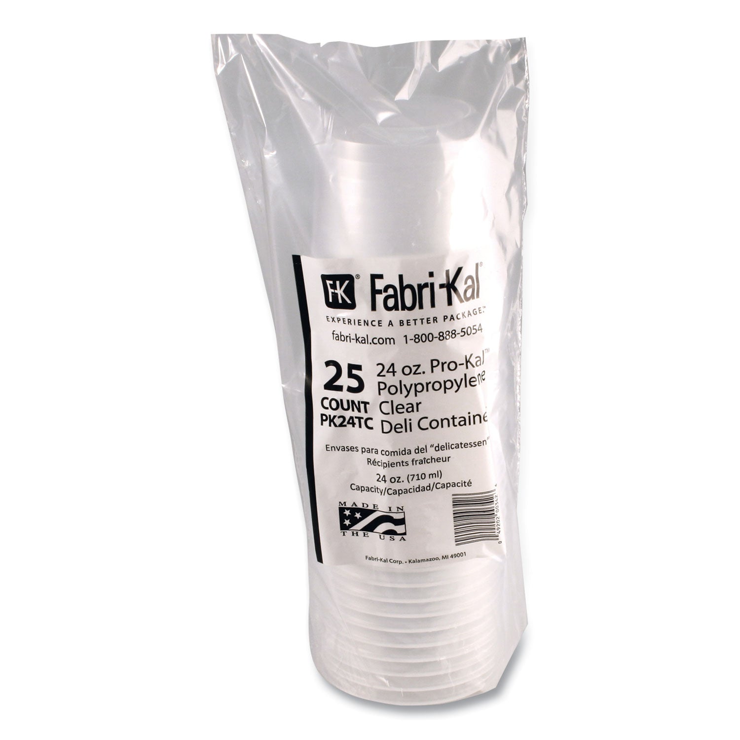 Fabri-Kal® Microwavable Deli Containers, 24 oz, 4.6" Diameter x 4.1" h, Clear, Plastic, 500/Carton