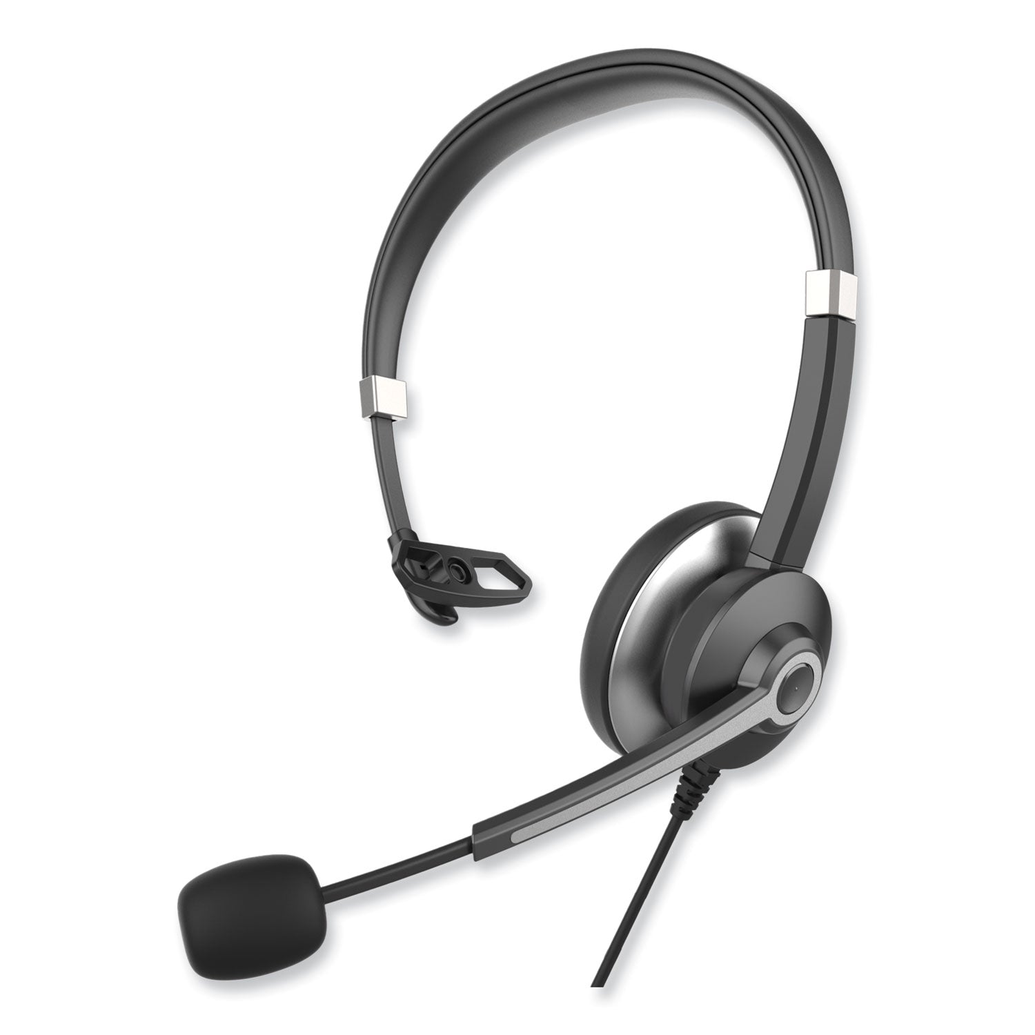 Innovera® IVR70001 Monaural Over The Head Headset, Black/Silver