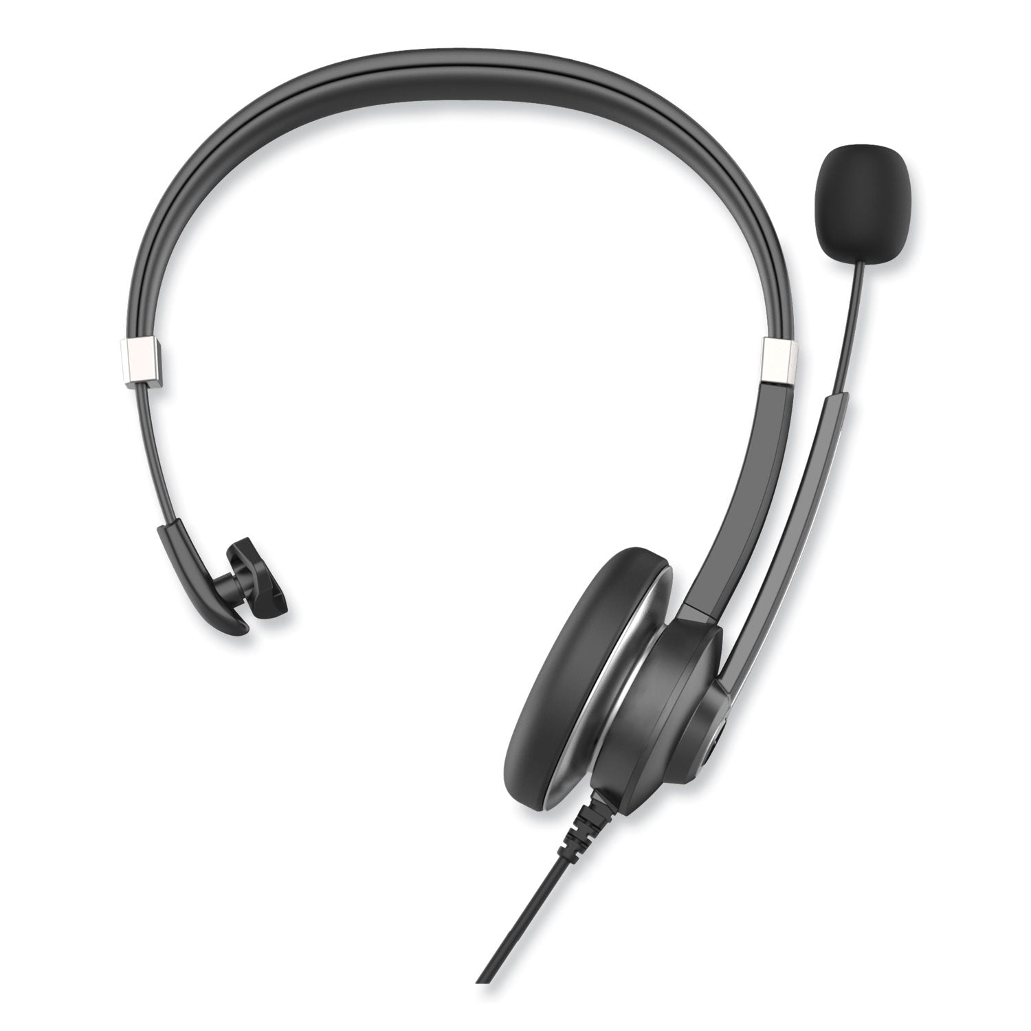 Innovera® IVR70001 Monaural Over The Head Headset, Black/Silver