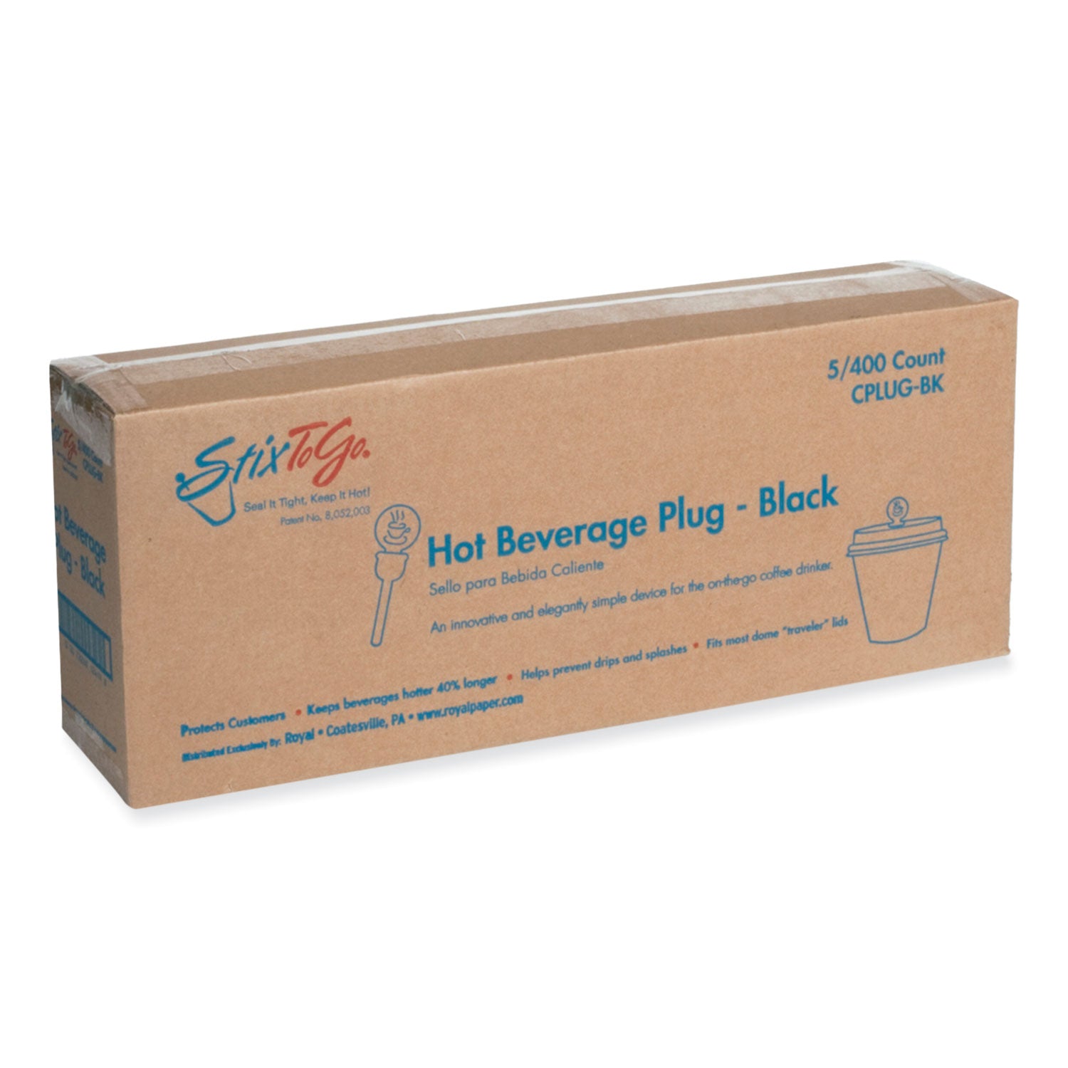 AmerCareRoyal® Beverage Plugs, 2", Black, 2,000/Carton