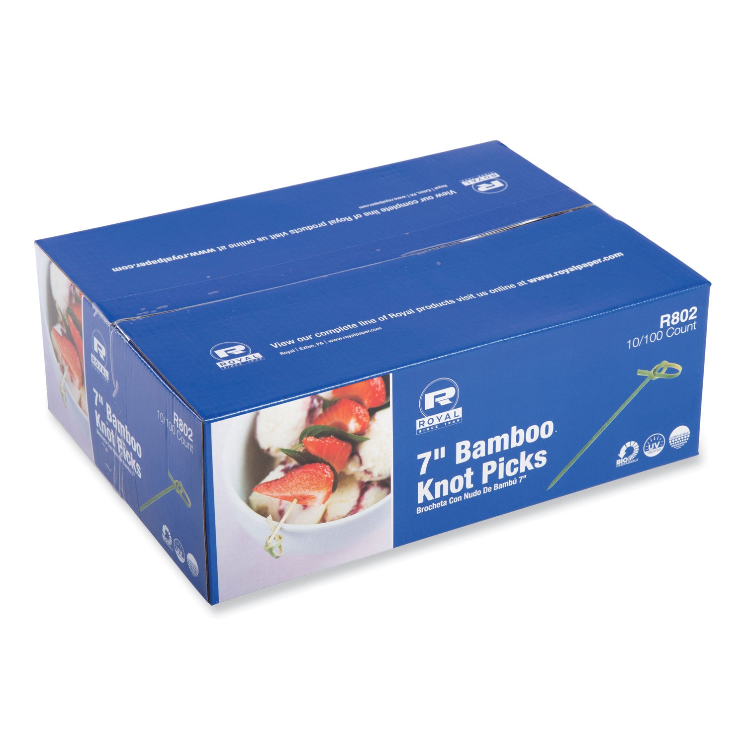 AmerCareRoyal® Knotted Bamboo Pick, Paper, 7", Natural, 100/Box, 10 Boxes/Carton