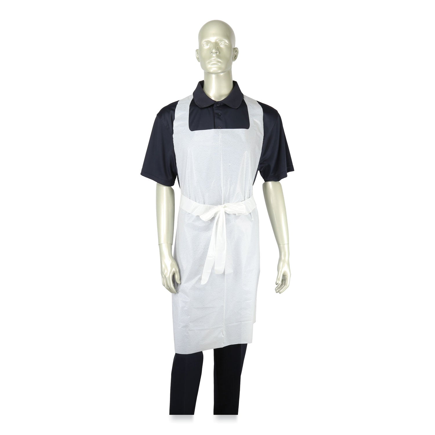 AmerCareRoyal® Heavyweight Poly Aprons, 28 x 46, 1.77 mil, One Size Fits All, White, 500/Carton