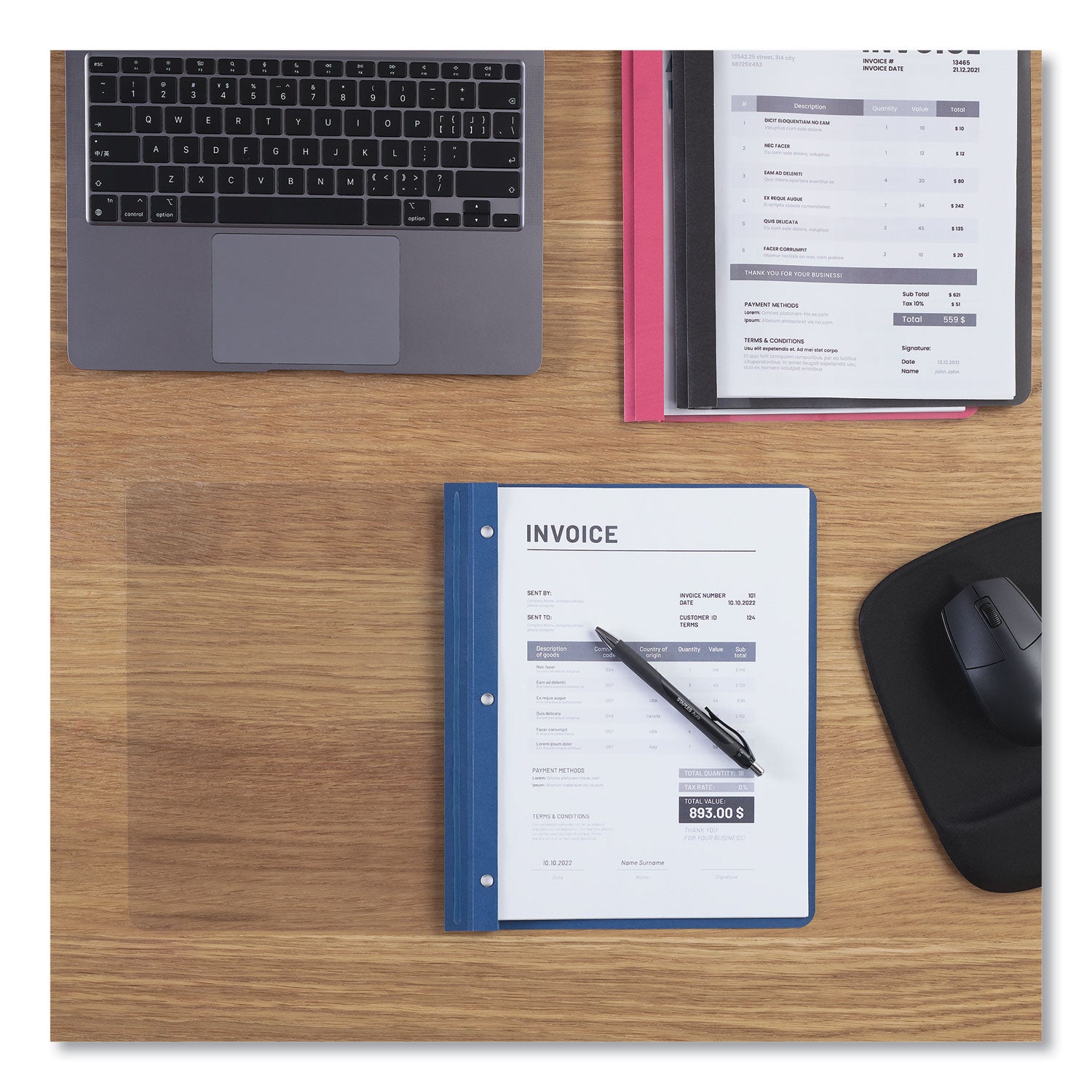 Universal® Clear Front Report Cover, Prong Fastener, 0.5" Capacity, 8.5 X 11, Clear/dark Blue, 25/box