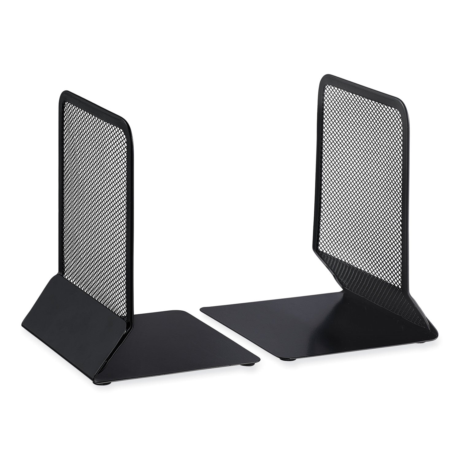 Universal® Metal Mesh Bookends, Nonskid, 5.38 x 5.38 x 6.75, Black, 1 Pair