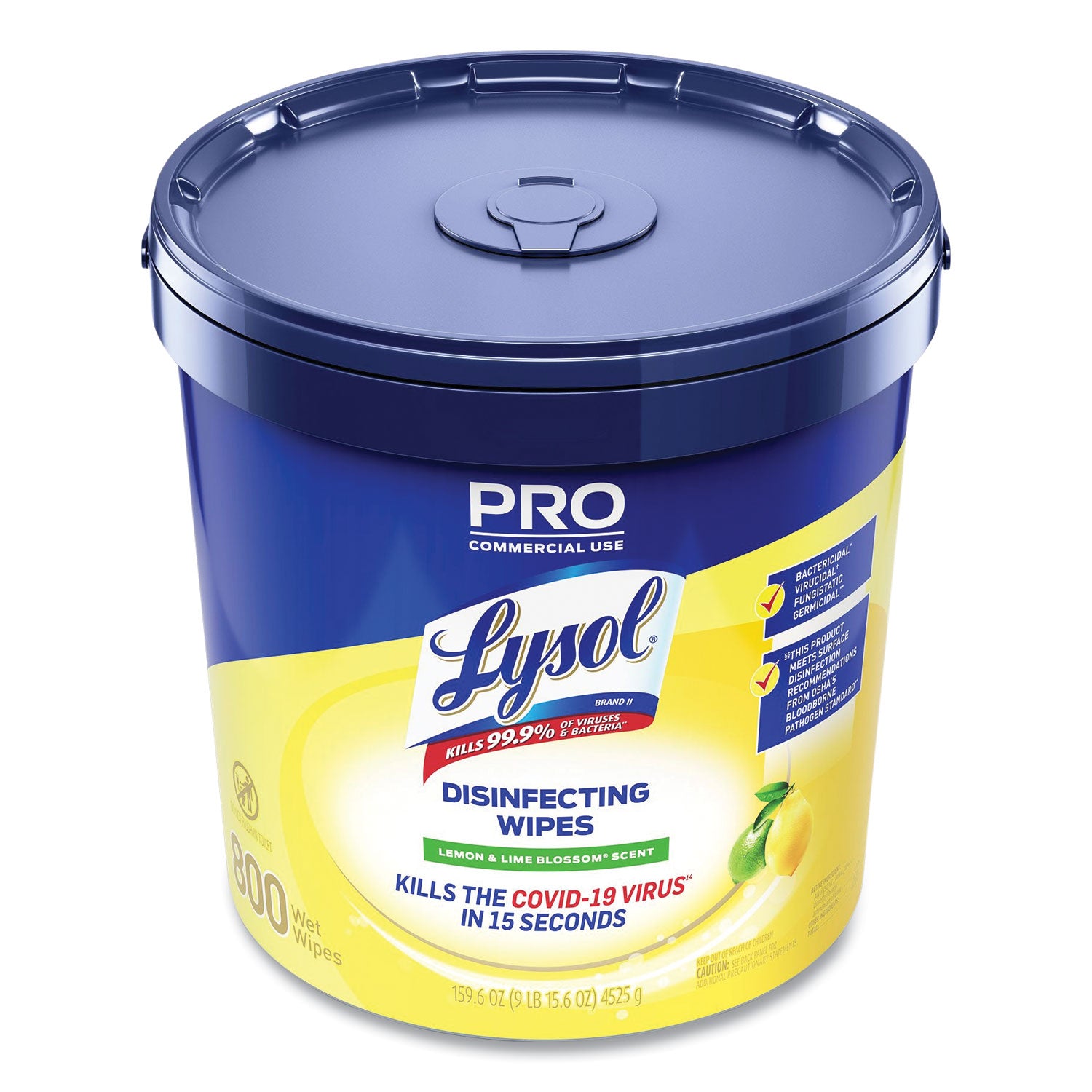 LYSOL® Brand Professional Disinfecting Wipe Bucket, 1-Ply, 6 X 8, Lemon And Lime Blossom, White, 800 Wipes