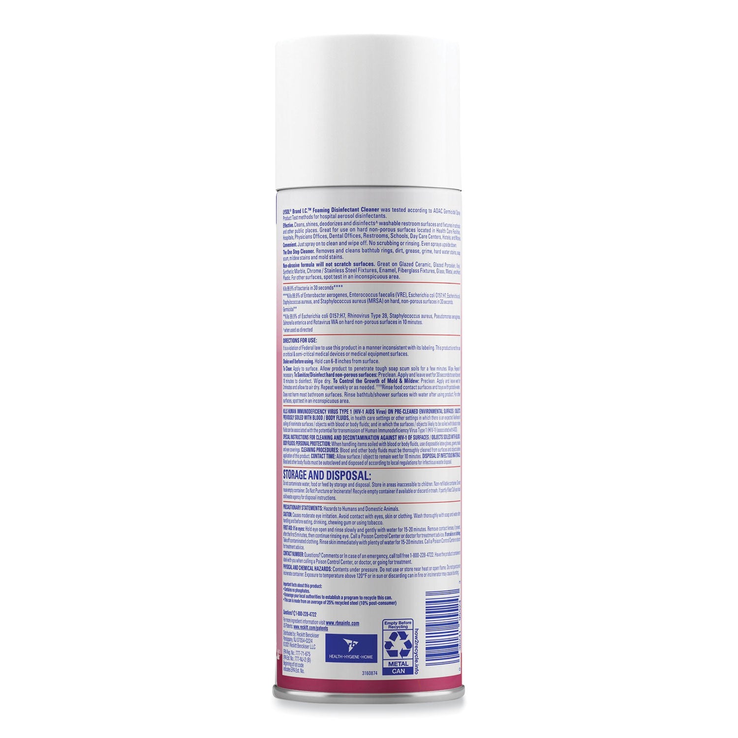 LYSOL® Brand I.C.™ Foaming Disinfectant Cleaner, 24 Oz Aerosol Spray, 12/carton