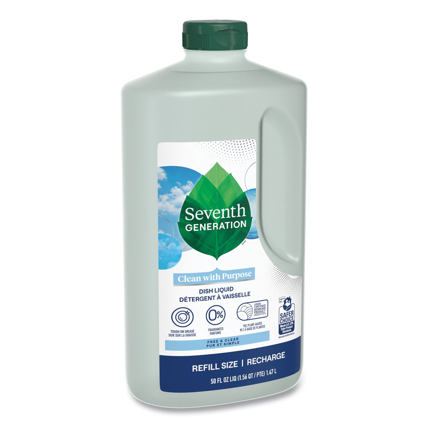 Seventh Generation® Natural Dishwashing Liquid, Free and Clear, 50 oz Bottle, 3/Carton