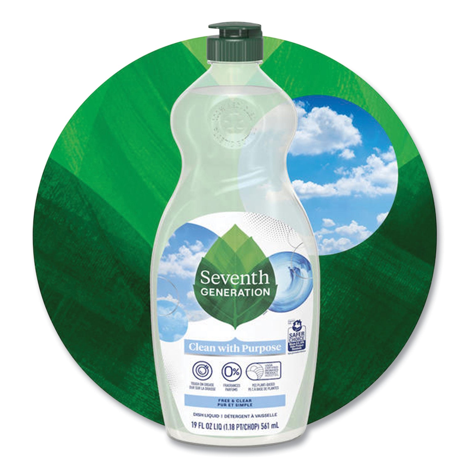 Seventh Generation® Natural Dishwashing Liquid, Free and Clear, 19 oz Bottle, 6/Carton