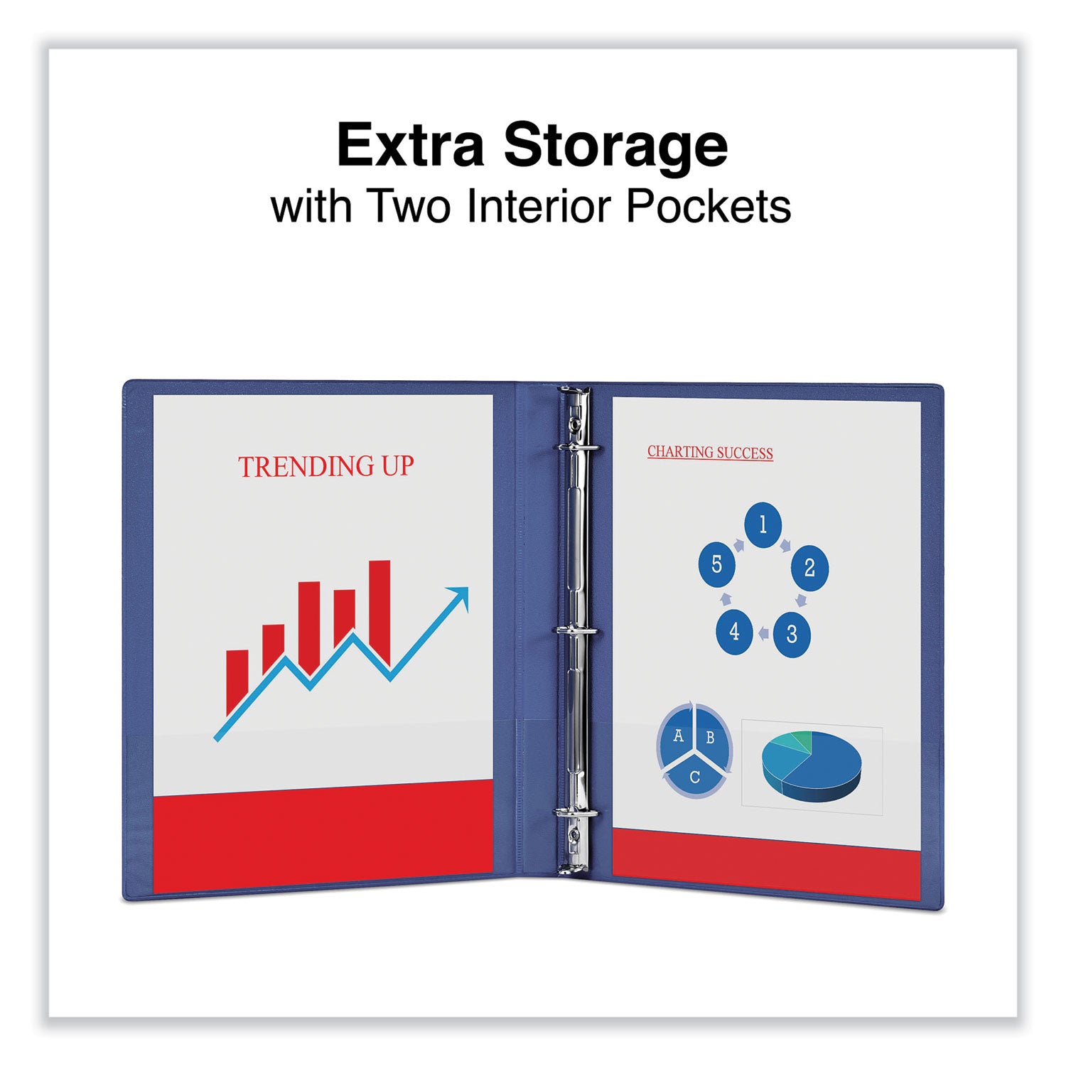 Universal® Slant D-Ring View Binder, 3 Rings, 0.5" Capacity, 11 x 8.5, Navy Blue