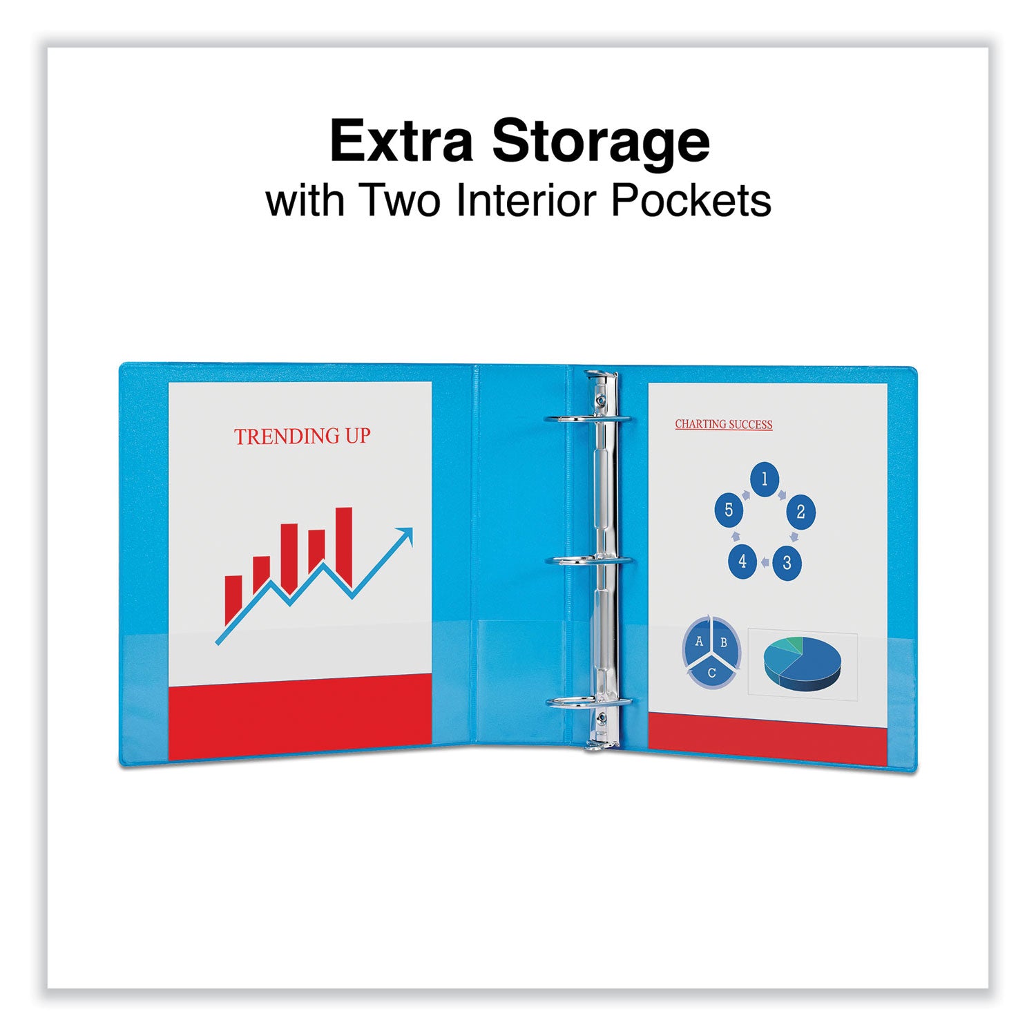 Universal® Slant D-Ring View Binder, 3 Rings, 2" Capacity, 11 x 8.5, Light Blue