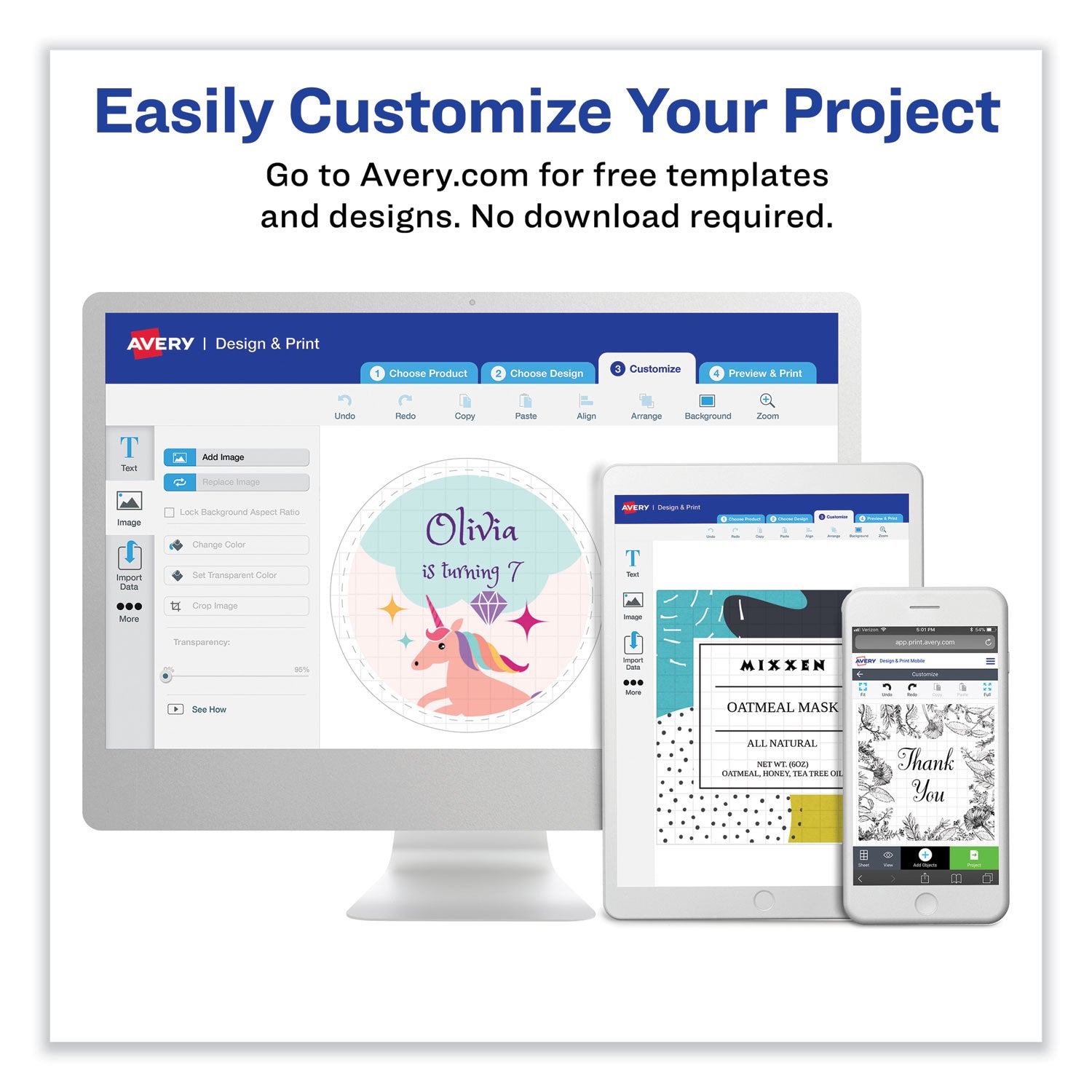 Avery® Removable Multi-Use Labels, Inkjet/Laser Printers, 1" dia, White, 63/Sheet, 15 Sheets/Pack