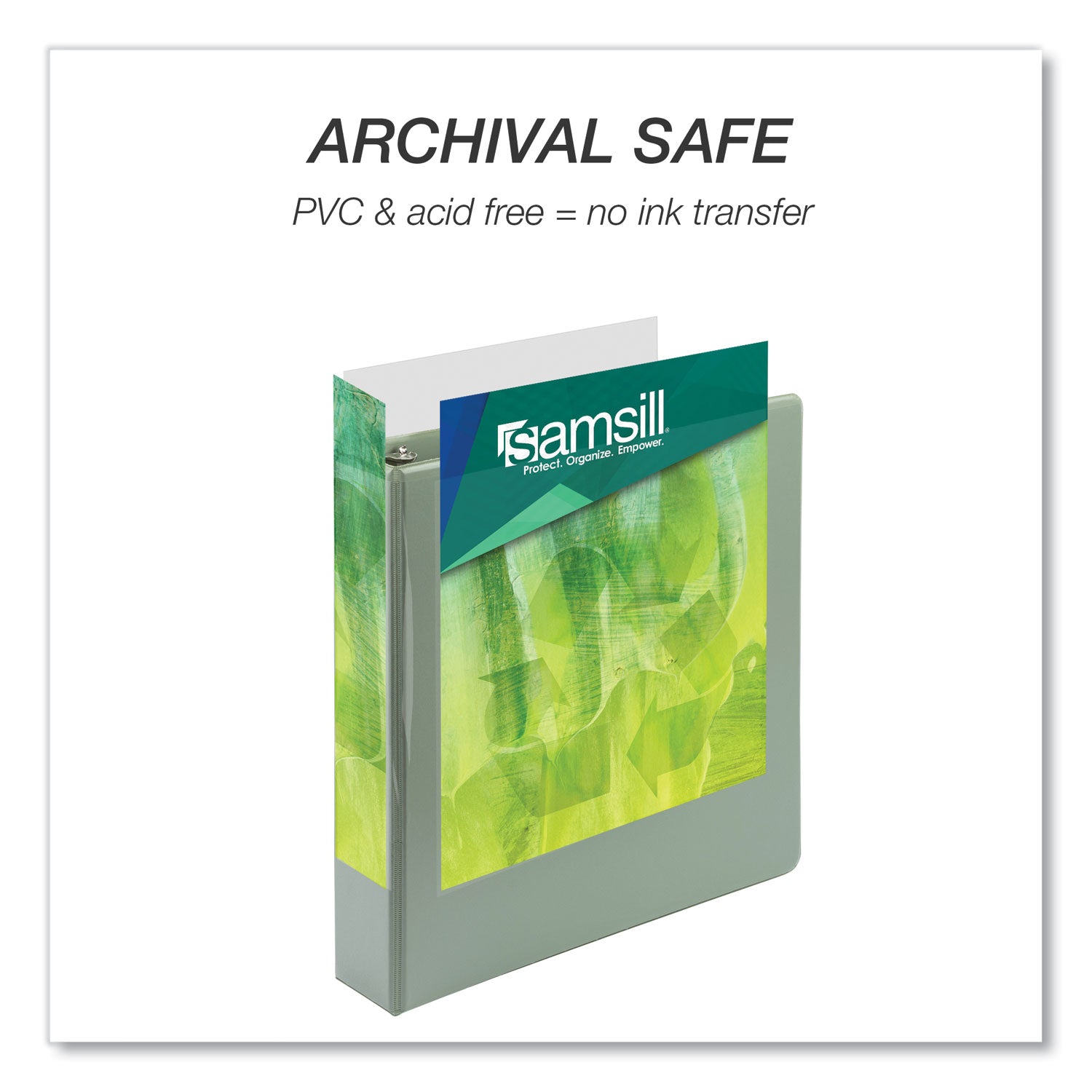 Samsill® Earth's Choice Plant Based BOHO D-Ring View Binders, 1.5" Capacity, 11 x 8.5, Sage, 2/Pack