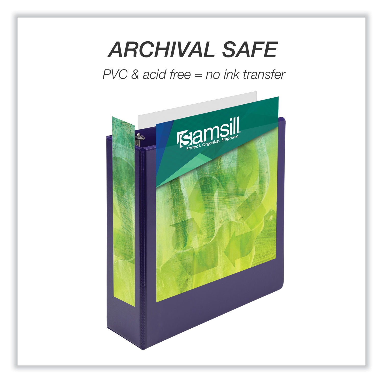 Samsill® Earth's Choice Plant-Based Economy Round Ring View Binders, 3 Rings, 3" Capacity, 11 x 8.5, Purple, 2/Pack