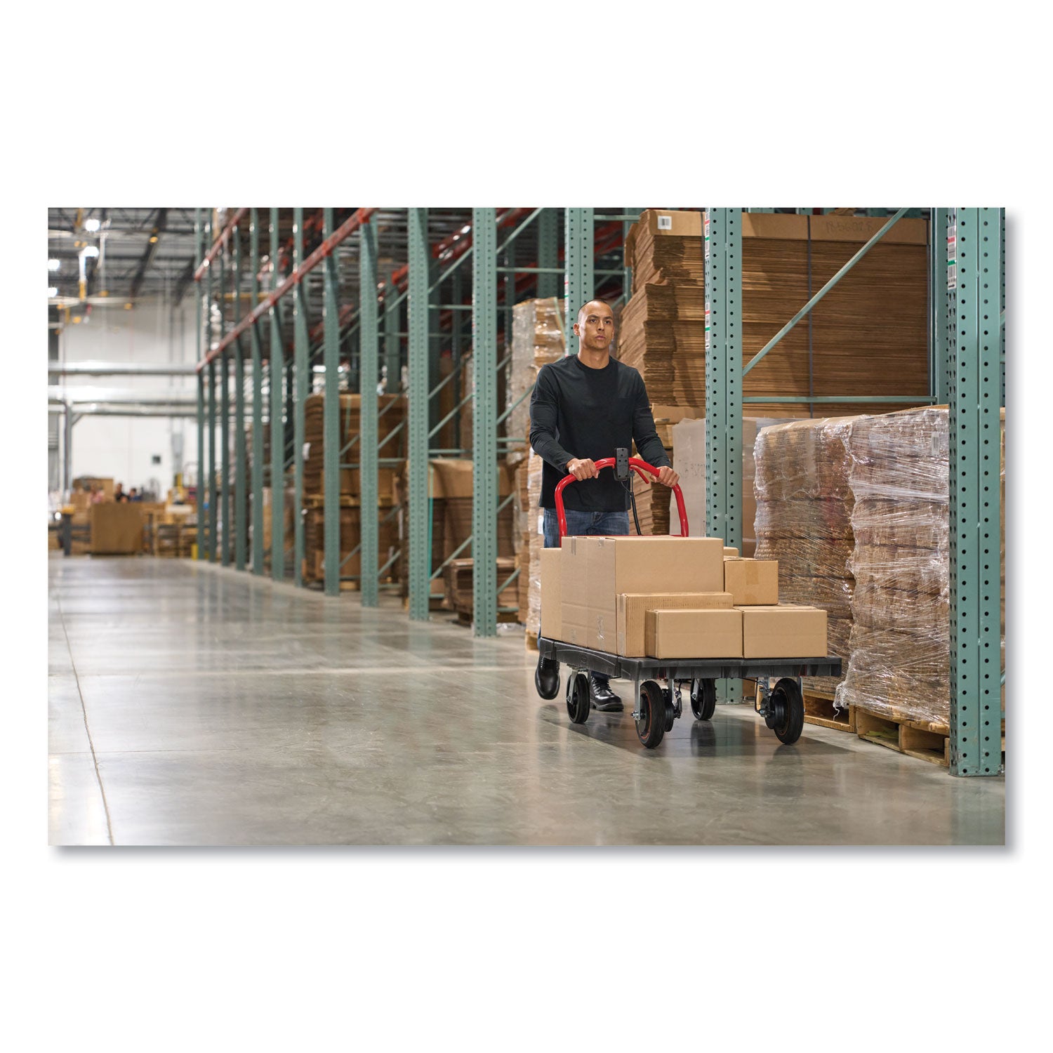 Rubbermaid® Commercial Motorized Kit For 30" X 60" Platform Trucks, Large, Dc Motor, 60 V Lithium-Ion Battery, 0.5 Mph To 3 Mph, Black/red