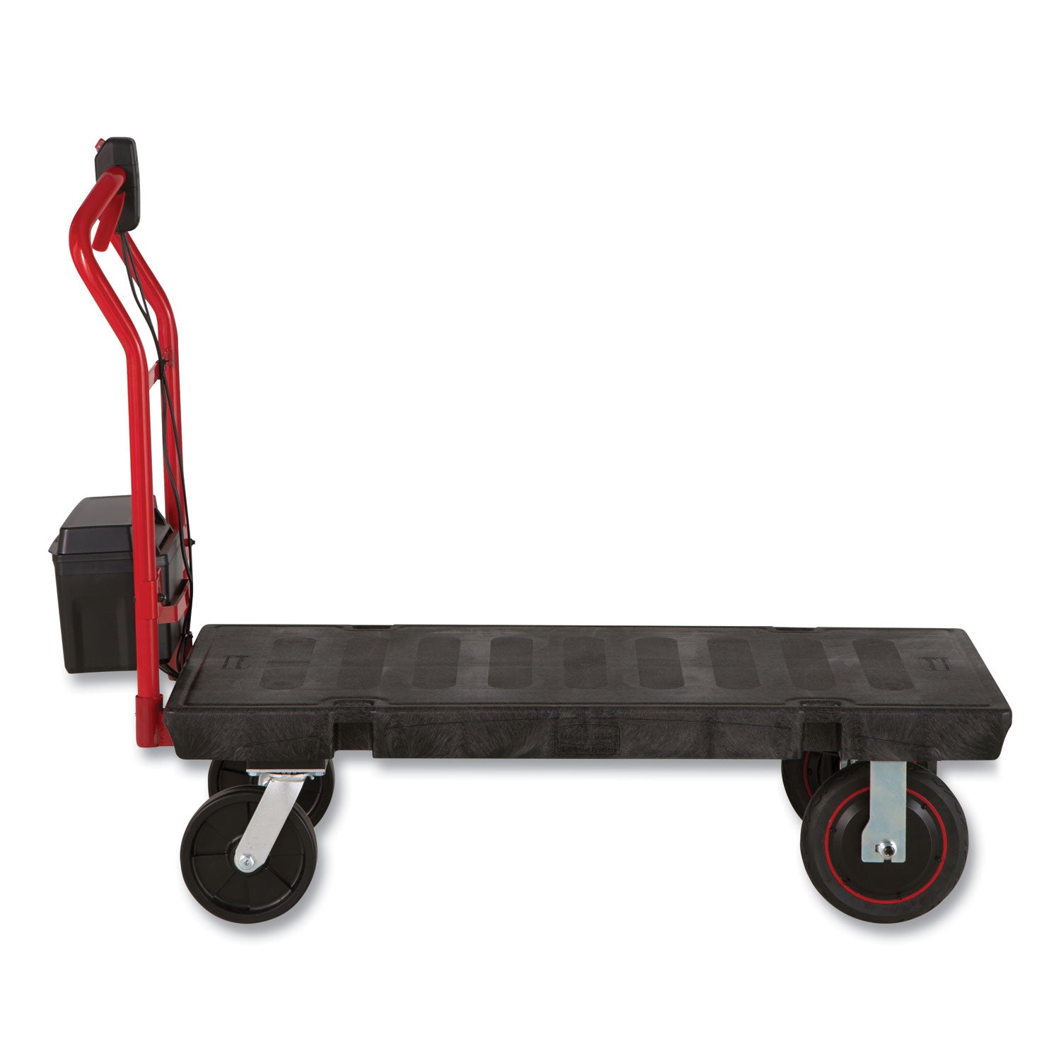 Rubbermaid® Commercial Motorized Kit For 24" X 48" Platform Trucks, Medium, Dc Motor, 60 V Lithium-Ion Battery, 0.5 Mph To 3 Mph, Black/red