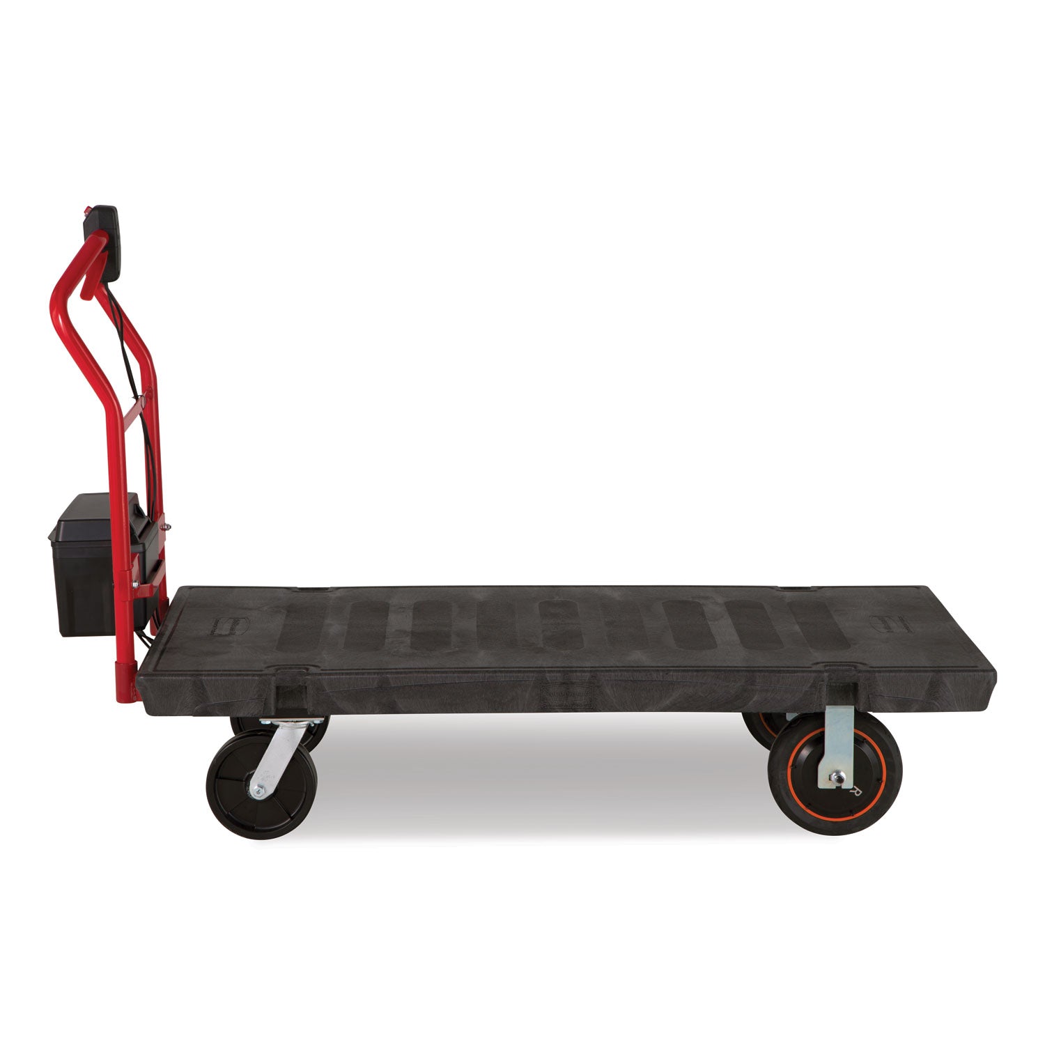 Rubbermaid® Commercial Motorized Kit For 30" X 60" Platform Trucks, Large, Dc Motor, 60 V Lithium-Ion Battery, 0.5 Mph To 3 Mph, Black/red