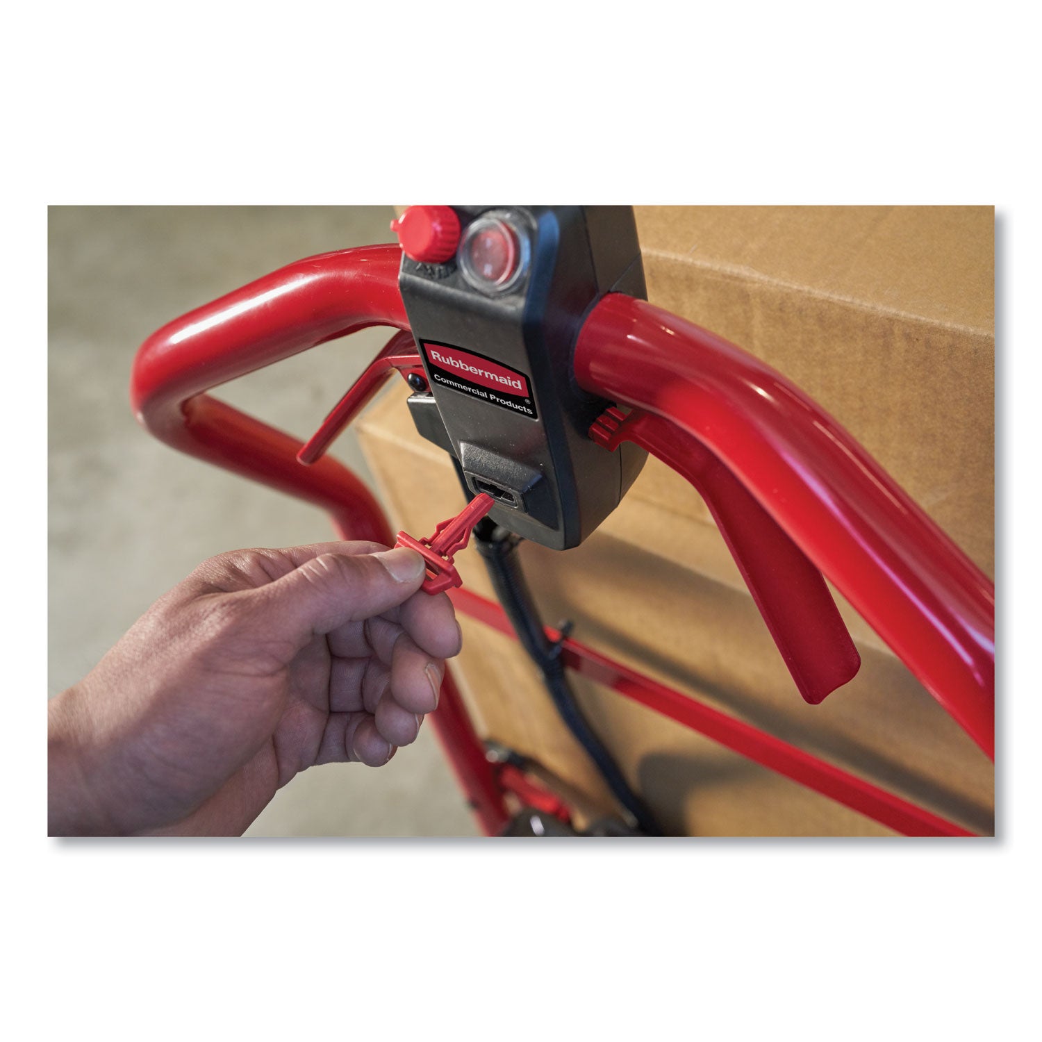 Rubbermaid® Commercial Motorized Kit For 24" X 48" Platform Trucks, Medium, Dc Motor, 60 V Lithium-Ion Battery, 0.5 Mph To 3 Mph, Black/red