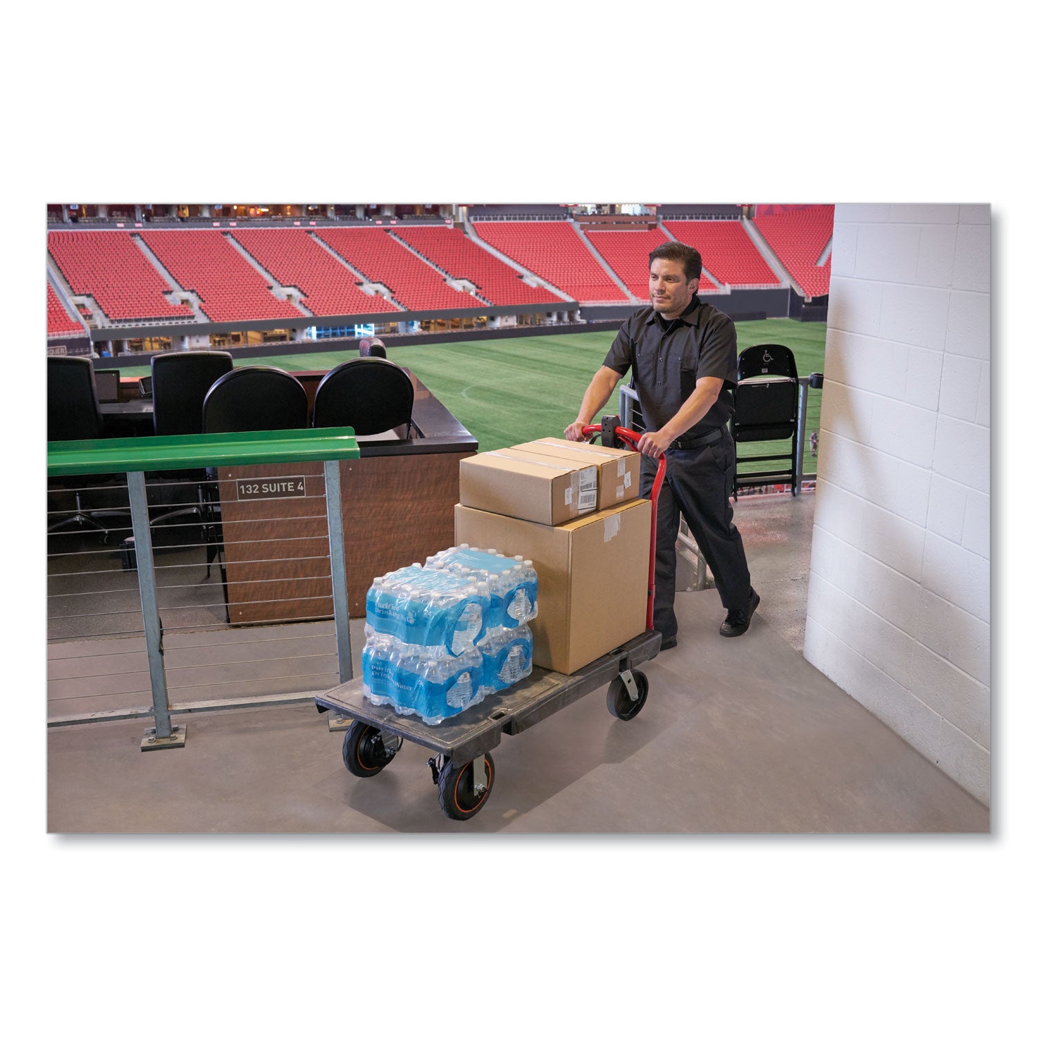 Rubbermaid® Commercial Motorized Kit For 24" X 48" Platform Trucks, Medium, Dc Motor, 60 V Lithium-Ion Battery, 0.5 Mph To 3 Mph, Black/red