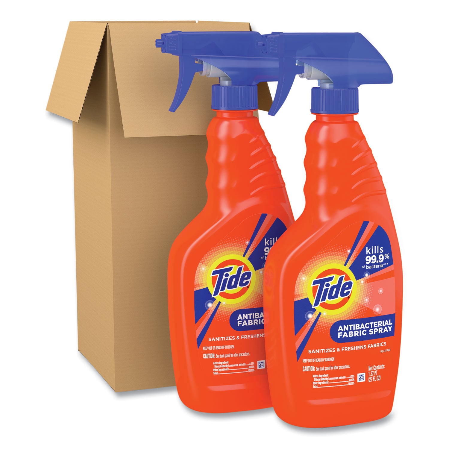 Tide® Antibacterial Fabric Spray, Original Scent, 22 oz Spray Bottle, 2/Carton