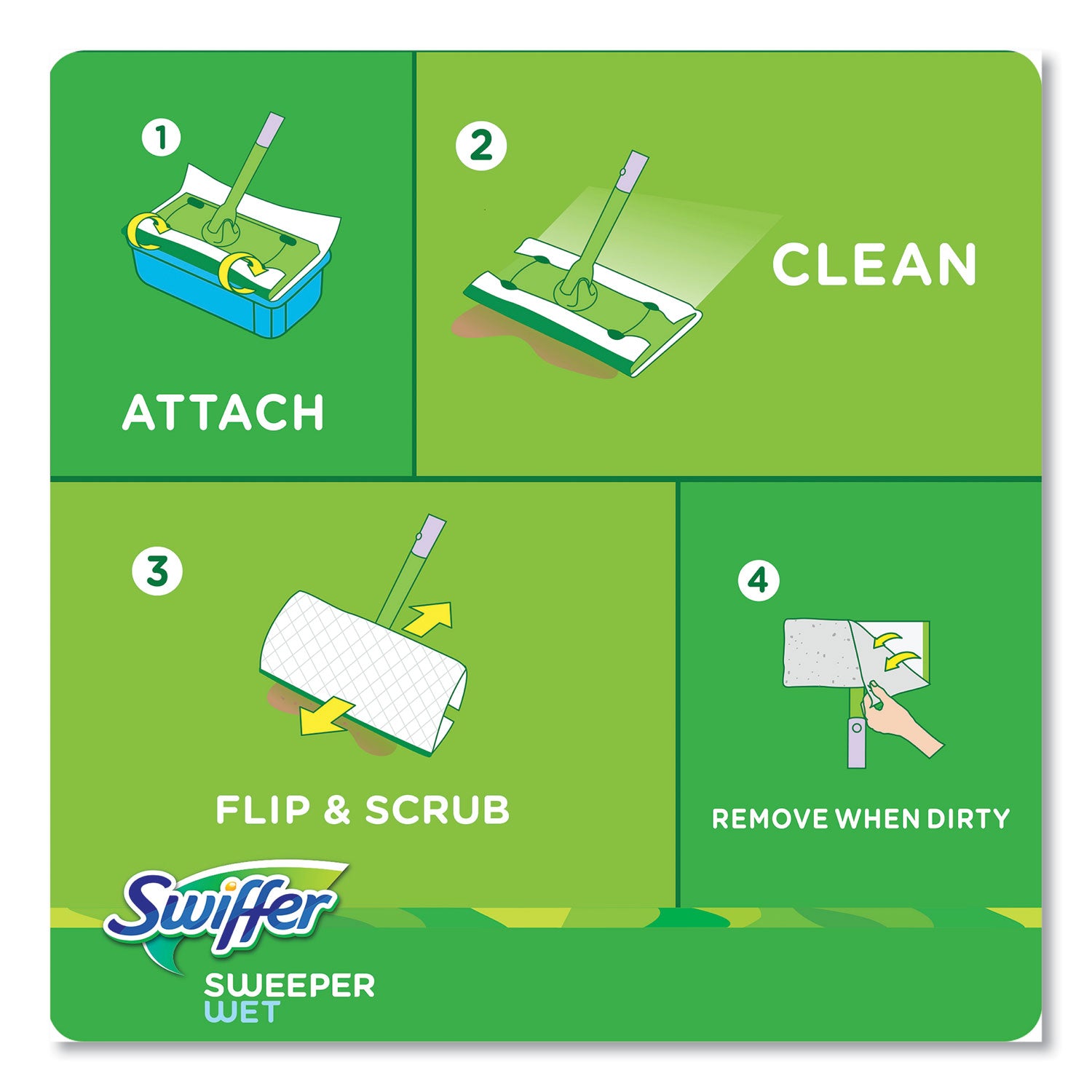 Swiffer® Wet Refill Cloths, 10 x 8, Lavender Vanilla and Comfort, White, 36/Carton