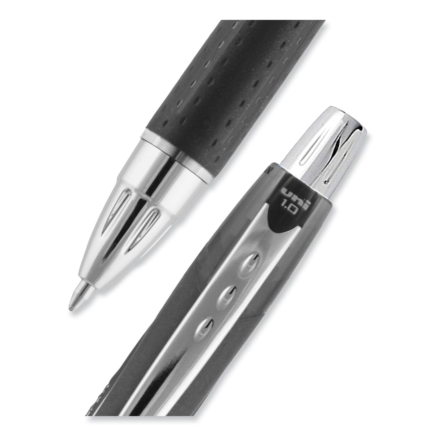 uniball® Jetstream Hybrid Gel Pen, Retractable, Bold 1 mm, Black Ink, Black/Silver Barrel