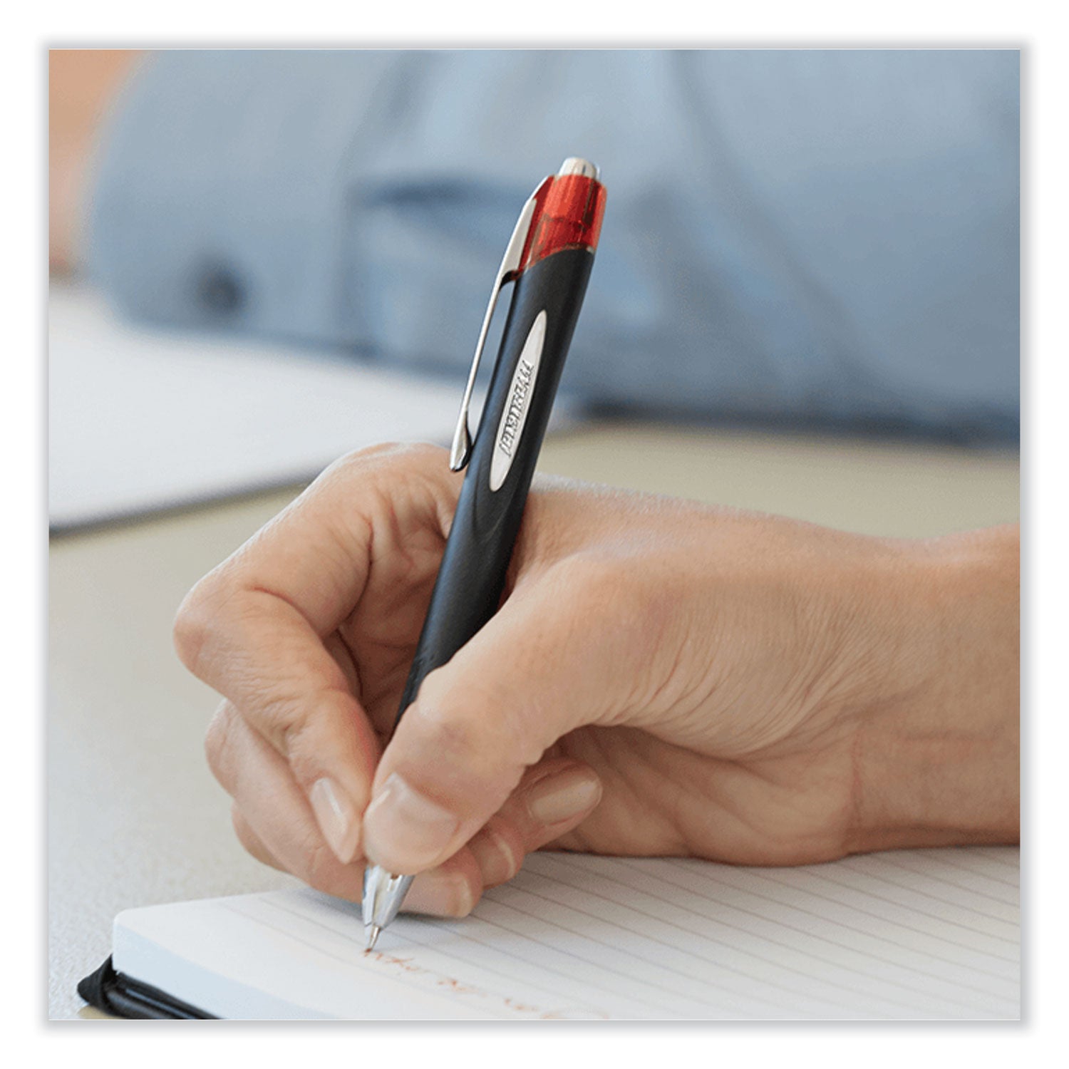 uniball® Jetstream Hybrid Gel Pen, Retractable, Bold 1 mm, Black Ink, Black/Silver Barrel